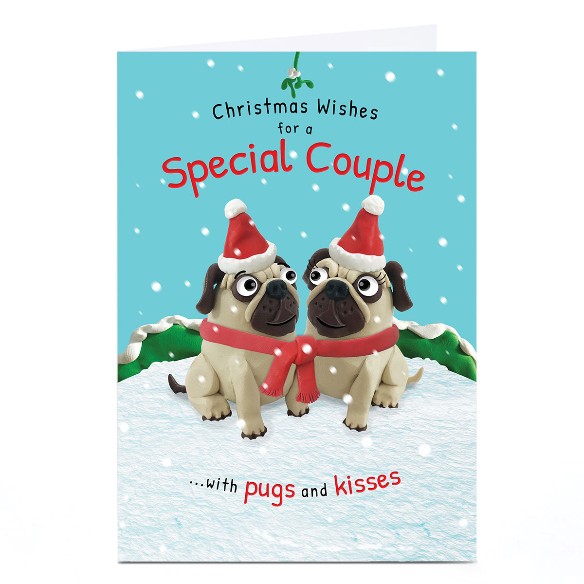 Personalised Christmas Card - Pugs And Kisses, Special Couple