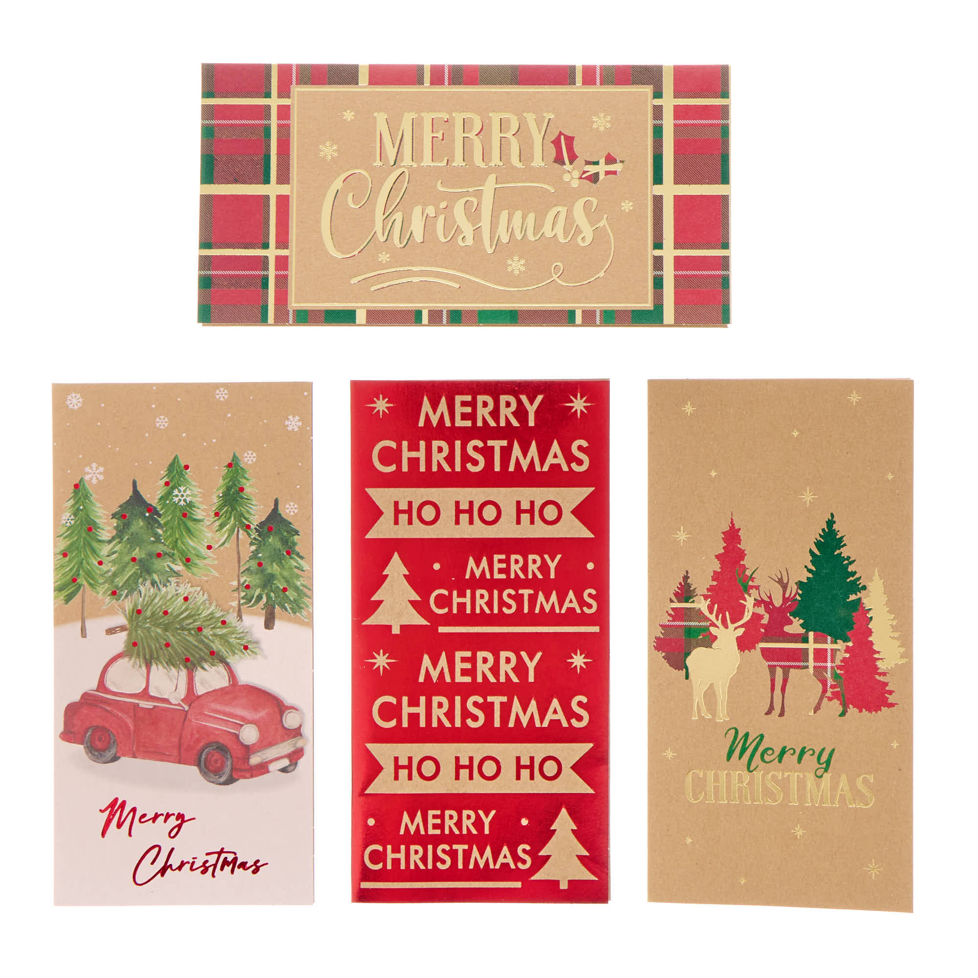 Merry Christmas Kraft Money Wallets - Pack of 4