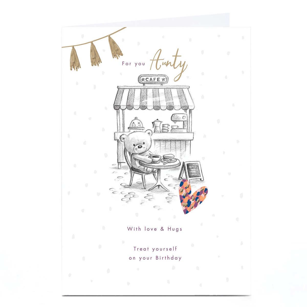 Personalised Hugs Birthday Card - Cafe Treats Yourself, Aunty