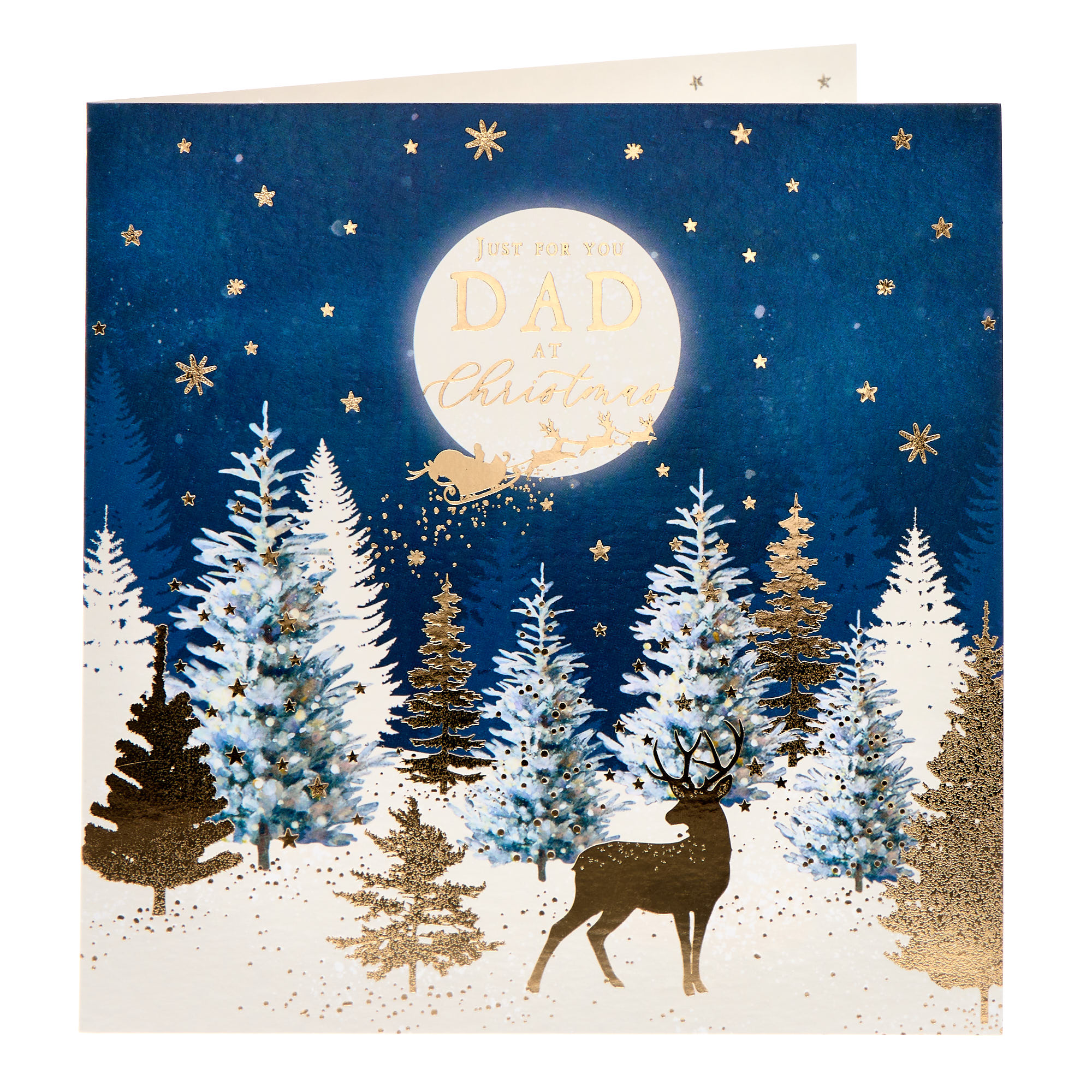 Dad Moon, Trees & Deer Christmas Card