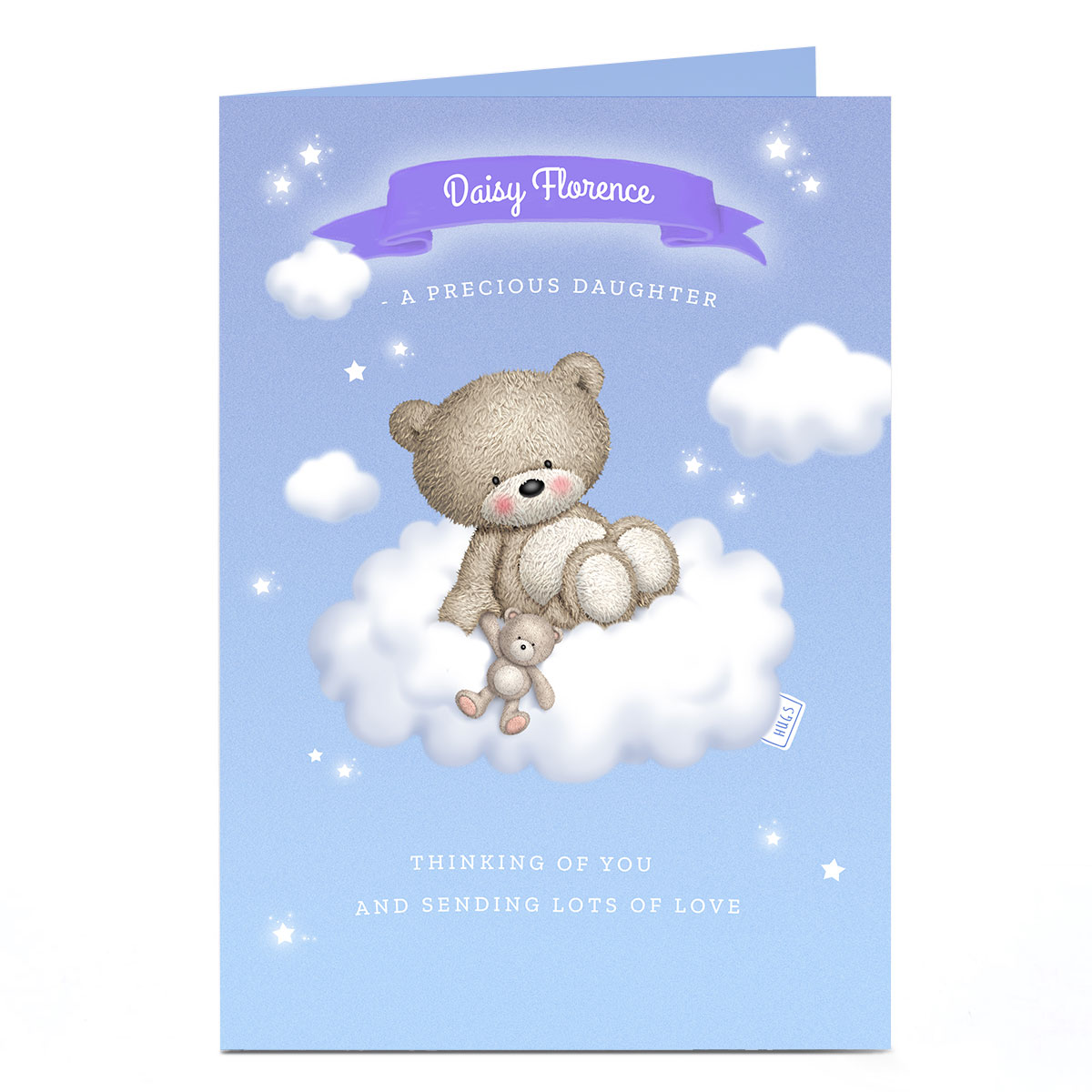 Personalised Hugs Bear Sympathy Card - A Precious Daughter 