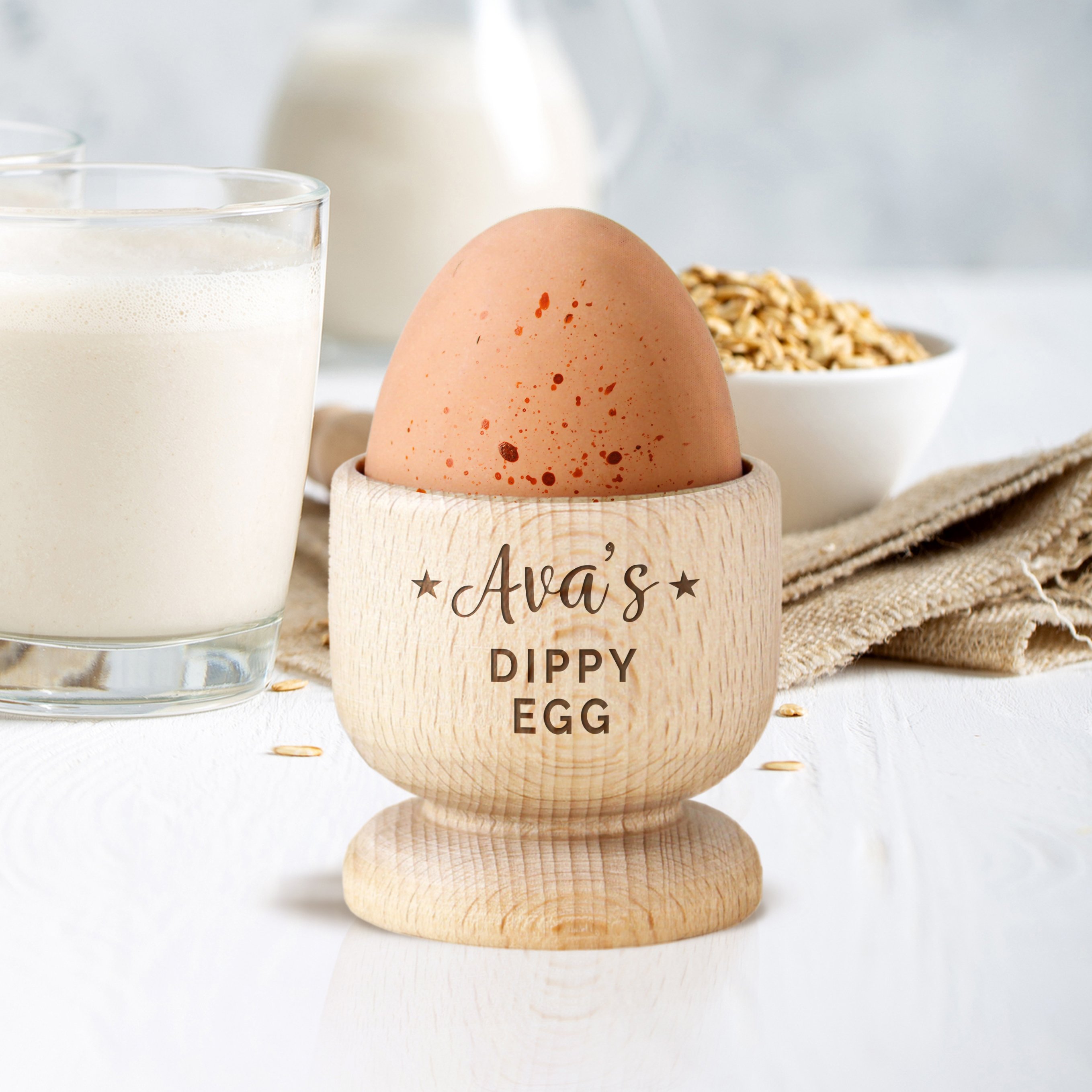 Personalised Stars Wooden Egg Cup