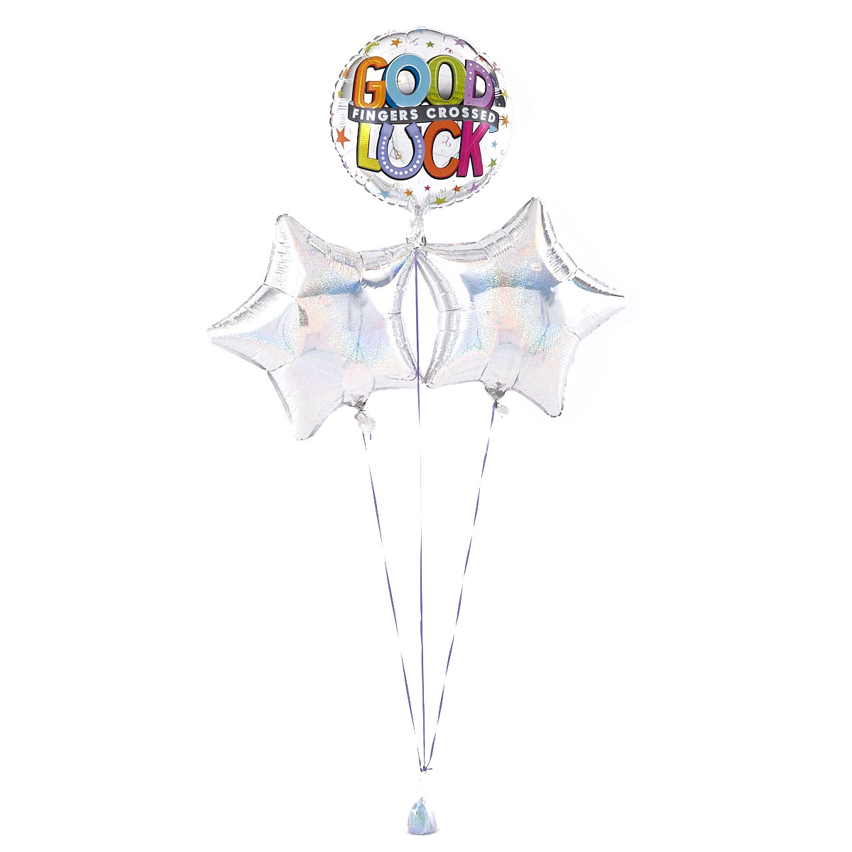 Good Luck (Fingers Crossed) Silver Balloon Bouquet - DELIVERED INFLATED!