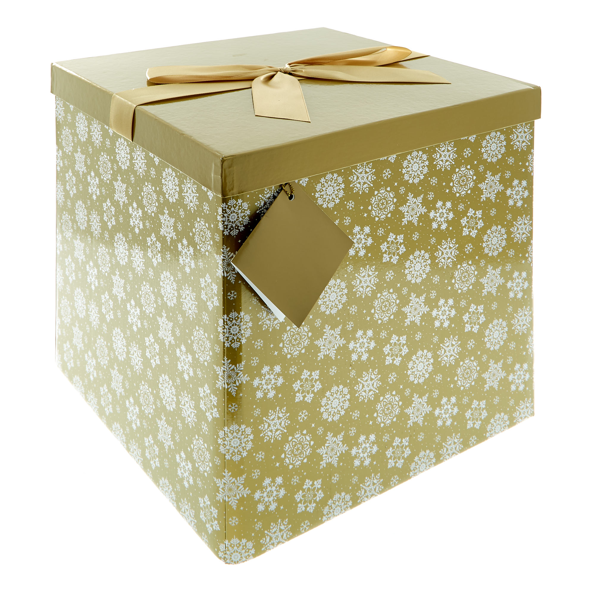 Gold & White Snowflakes Jumbo Flat-Pack Gift Box