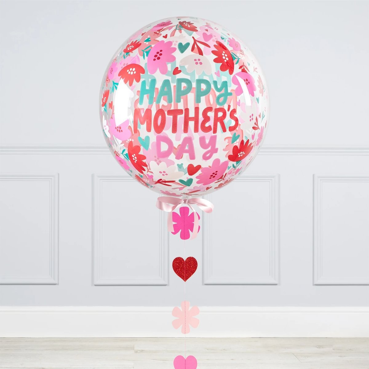 Happy Mothers Day Floral Inflated Bubble Balloon