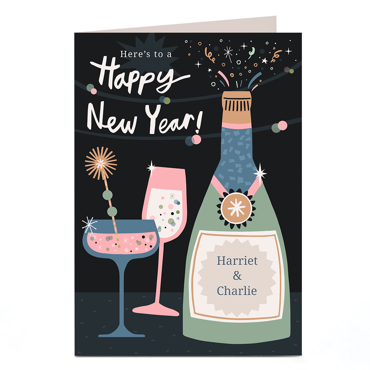 Personalised New Year Card - Champagne Cocktail