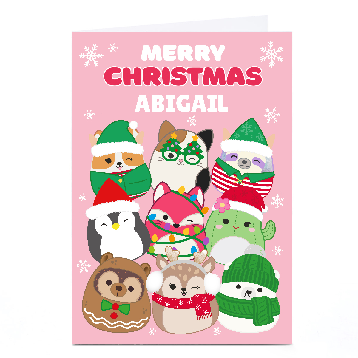 Personalised Squishmallows Christmas Card - Festively Dressed Squishmallows, Any Name