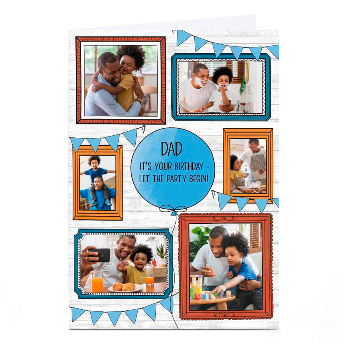 Personalised Birthday Photo Card - Frames & Bunting, Dad