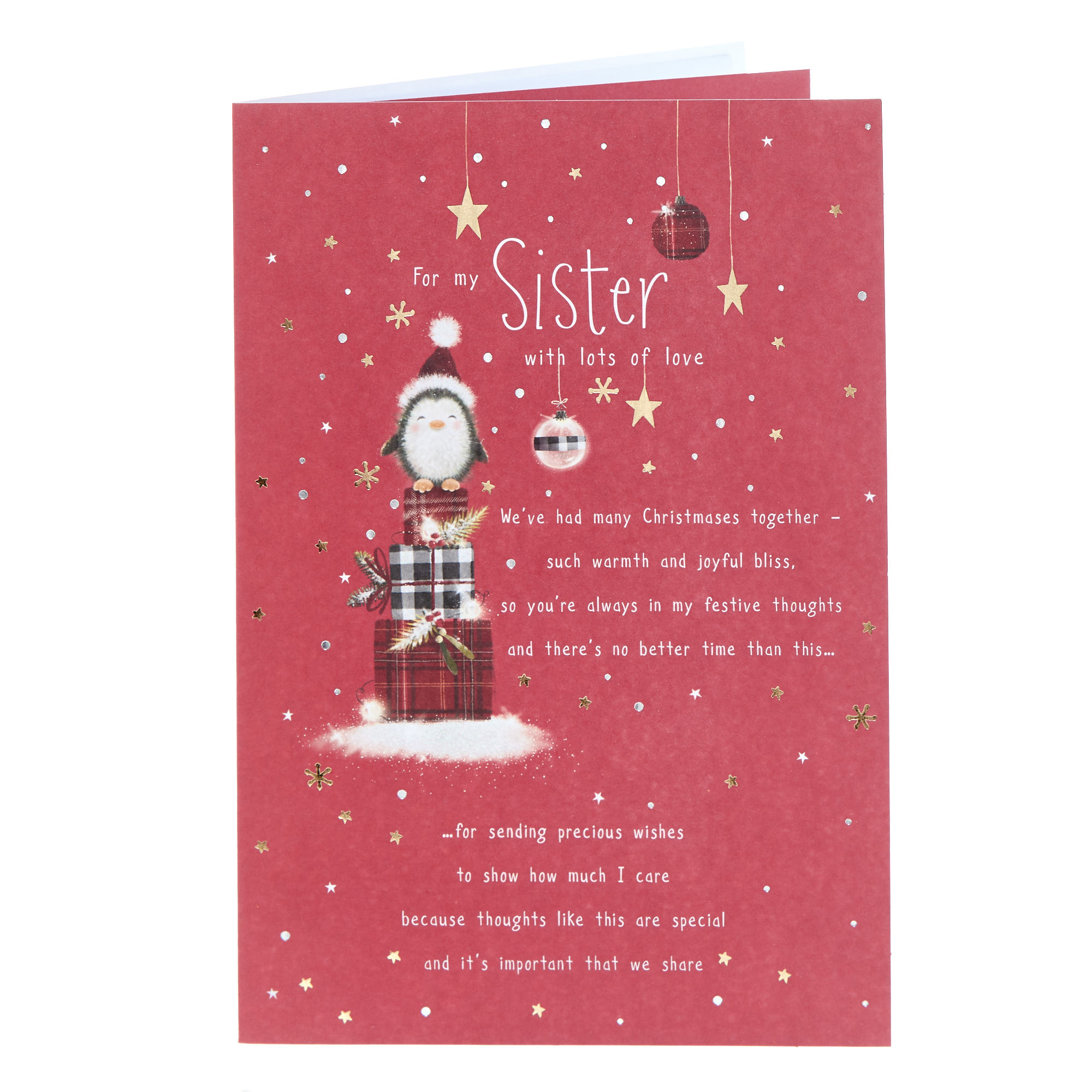 Sister Penguin & Presents Christmas Card