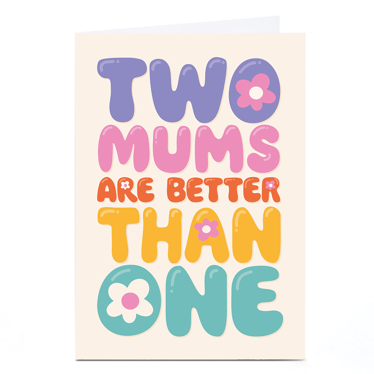 Personalised Pigment Mother's Day Card - Two Mums are Better Than One Bubble Writing