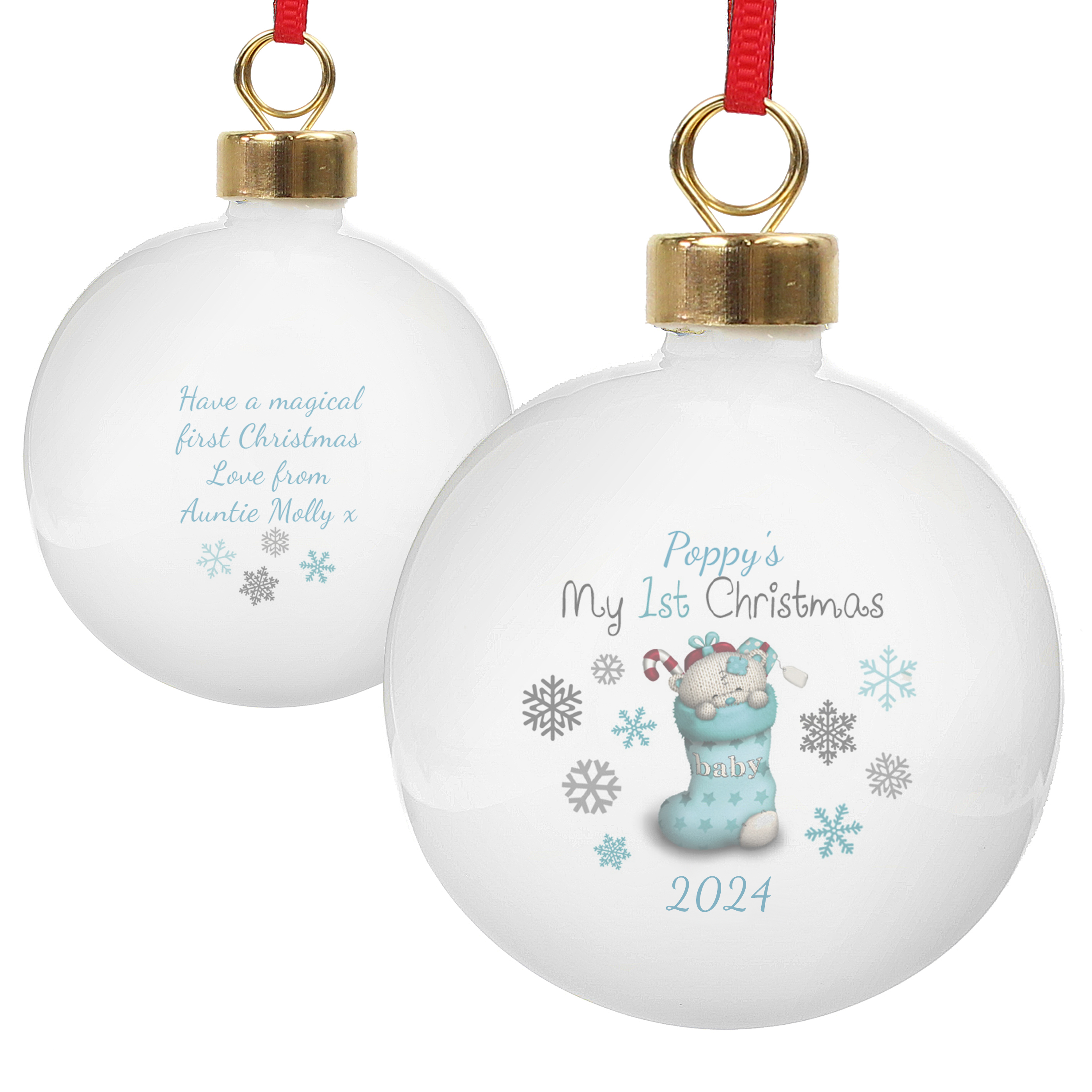 Personalised Baby's 1st Christmas Ceramic Bauble