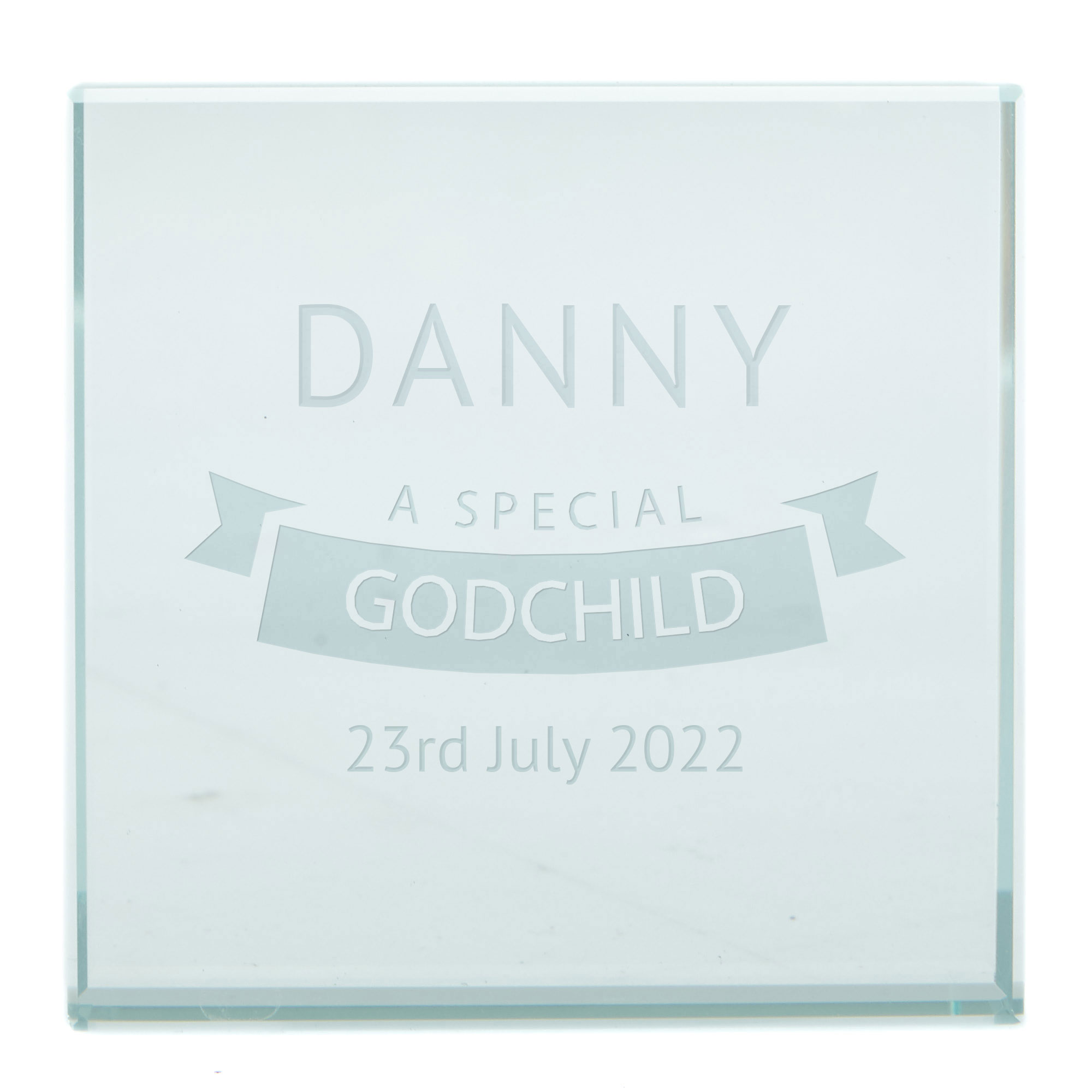 Personalised Engraved Glass Token - Special Godchild