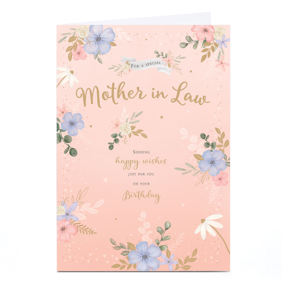 Personalised Birthday Card - Peach and Lilac Flowers, Special Mother in Law