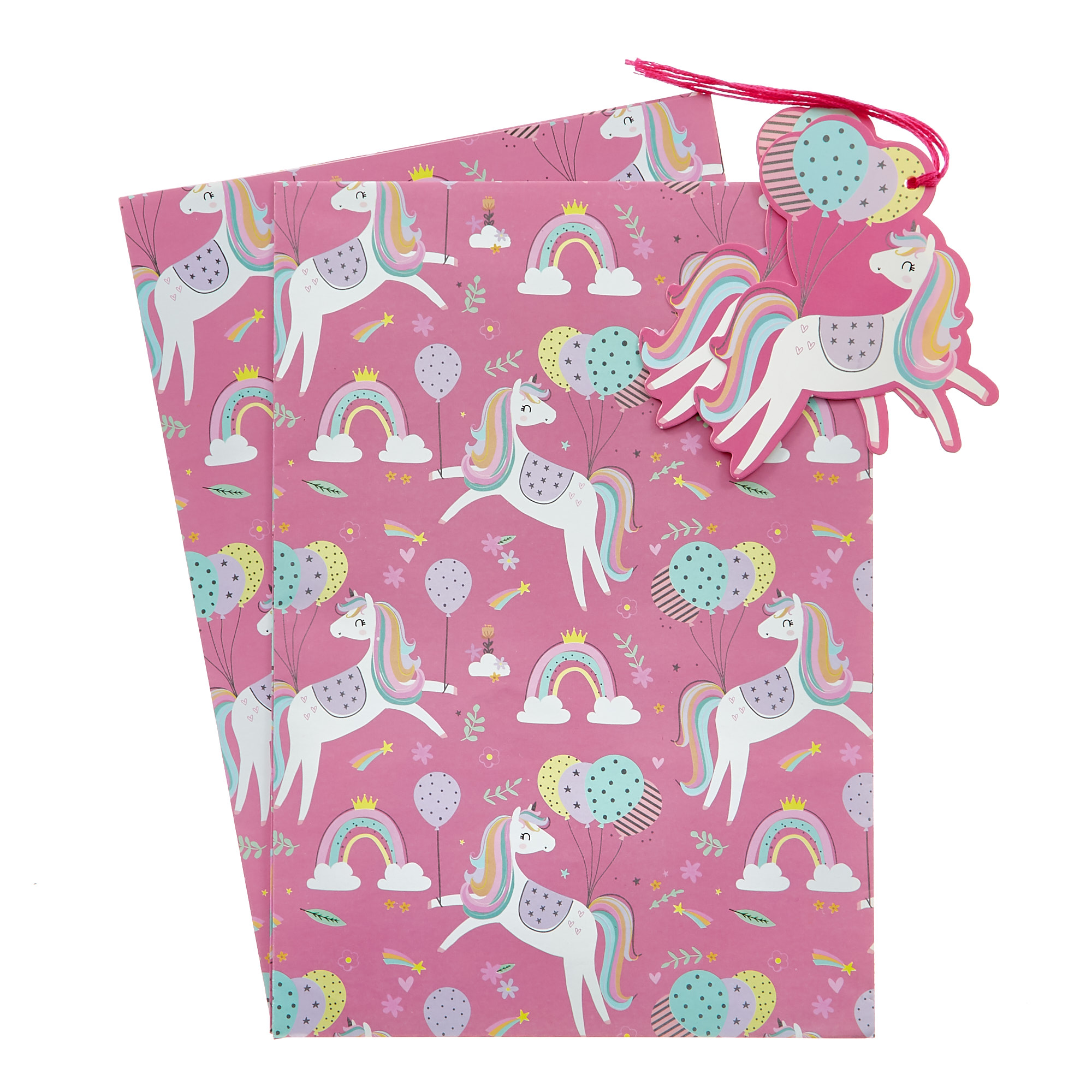 Unicorns & Rainbows Wrapping Paper & Gift Tags - Pack of 2