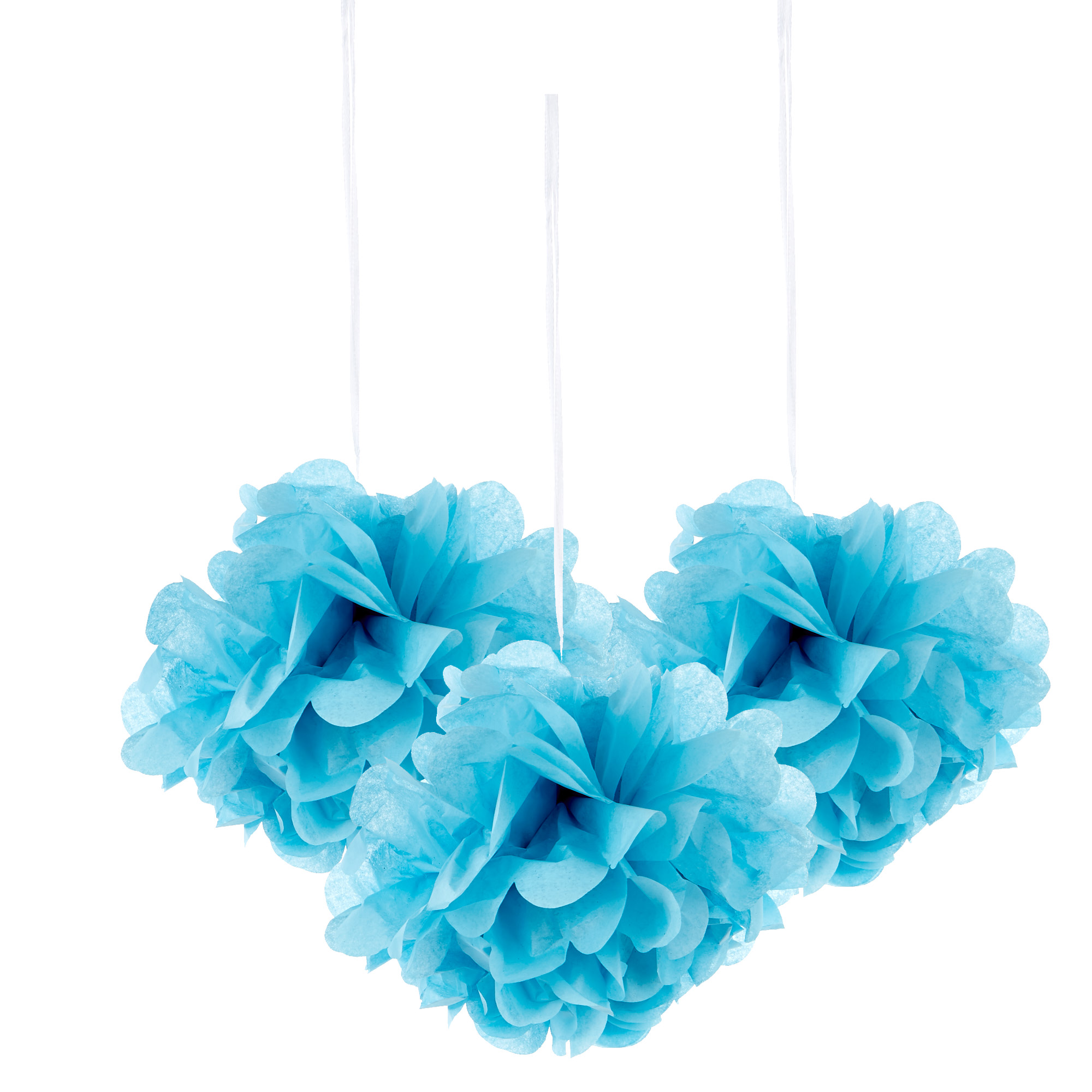 Mini Tissue Paper Pom-Pom Party Decorations - Powder Blue (Pack Of 3)