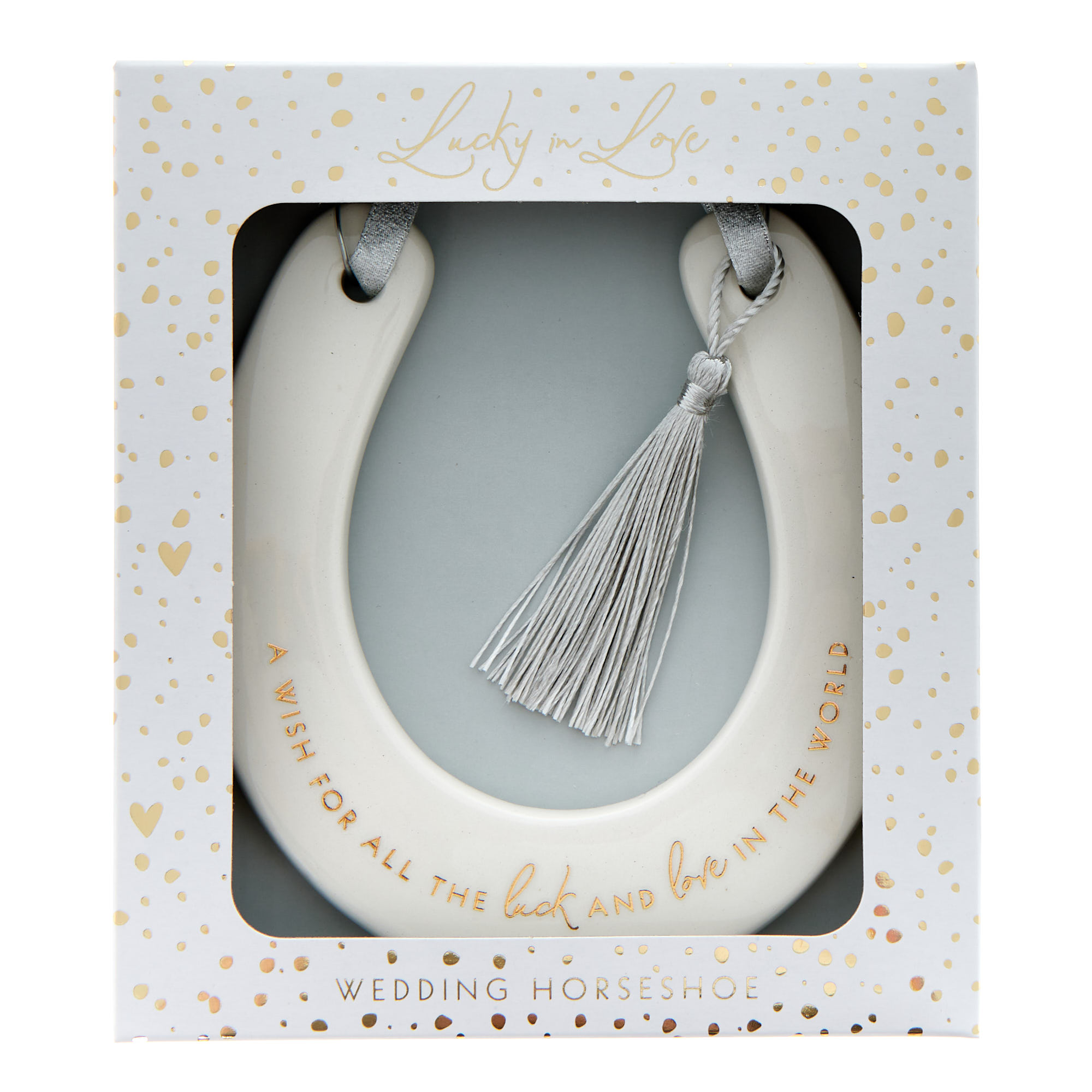 Luck & Love Hanging Ceramic Wedding Horseshoe 