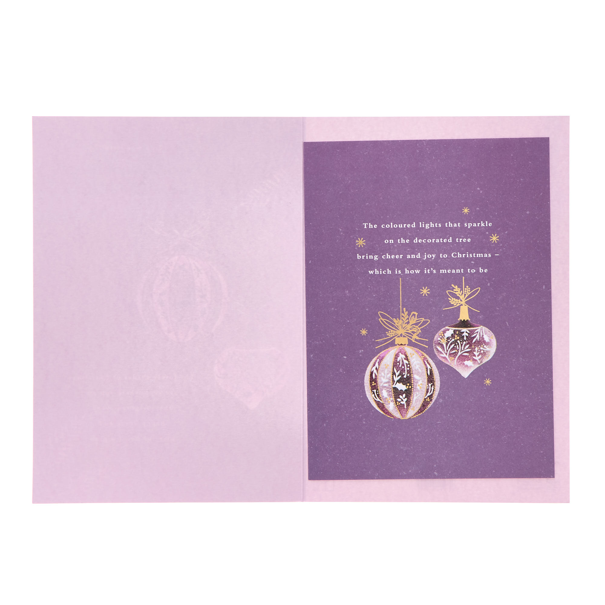 Granddaughter & Partner Purple Baubles Christmas Card