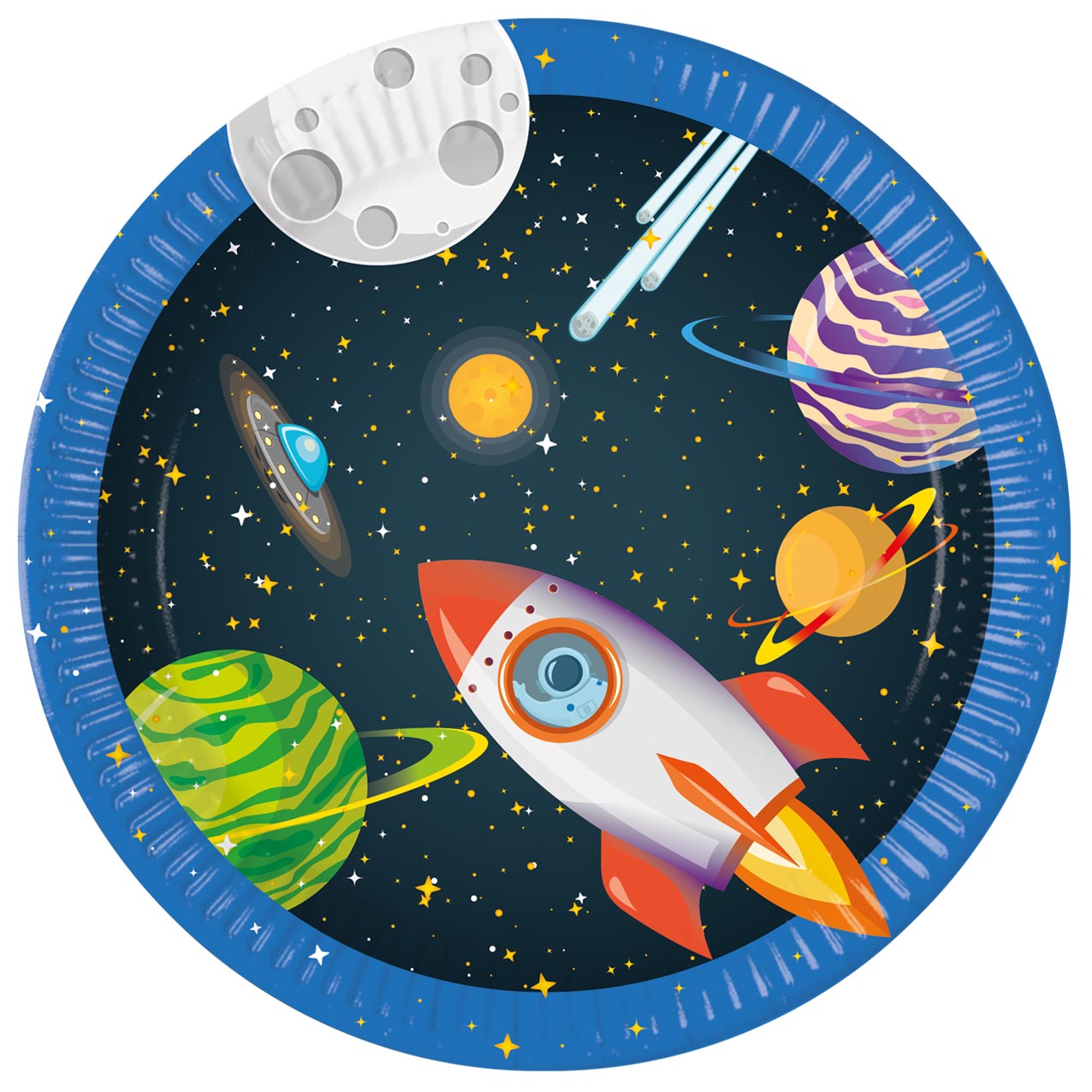 Rocket Space Party Tableware & Decorations Bundle - 16 Guests