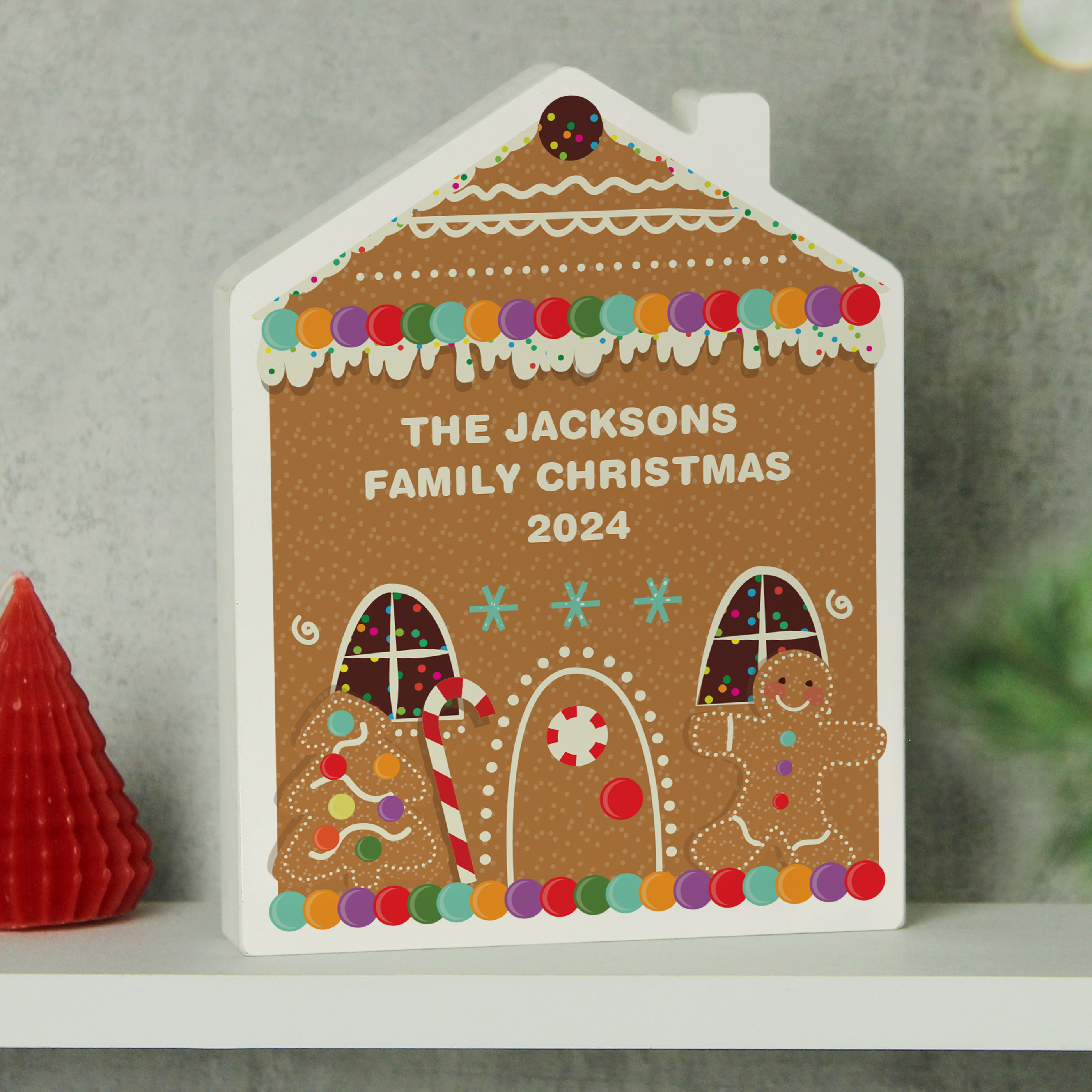 Personalised Wooden Gingerbread House Christmas Ornament