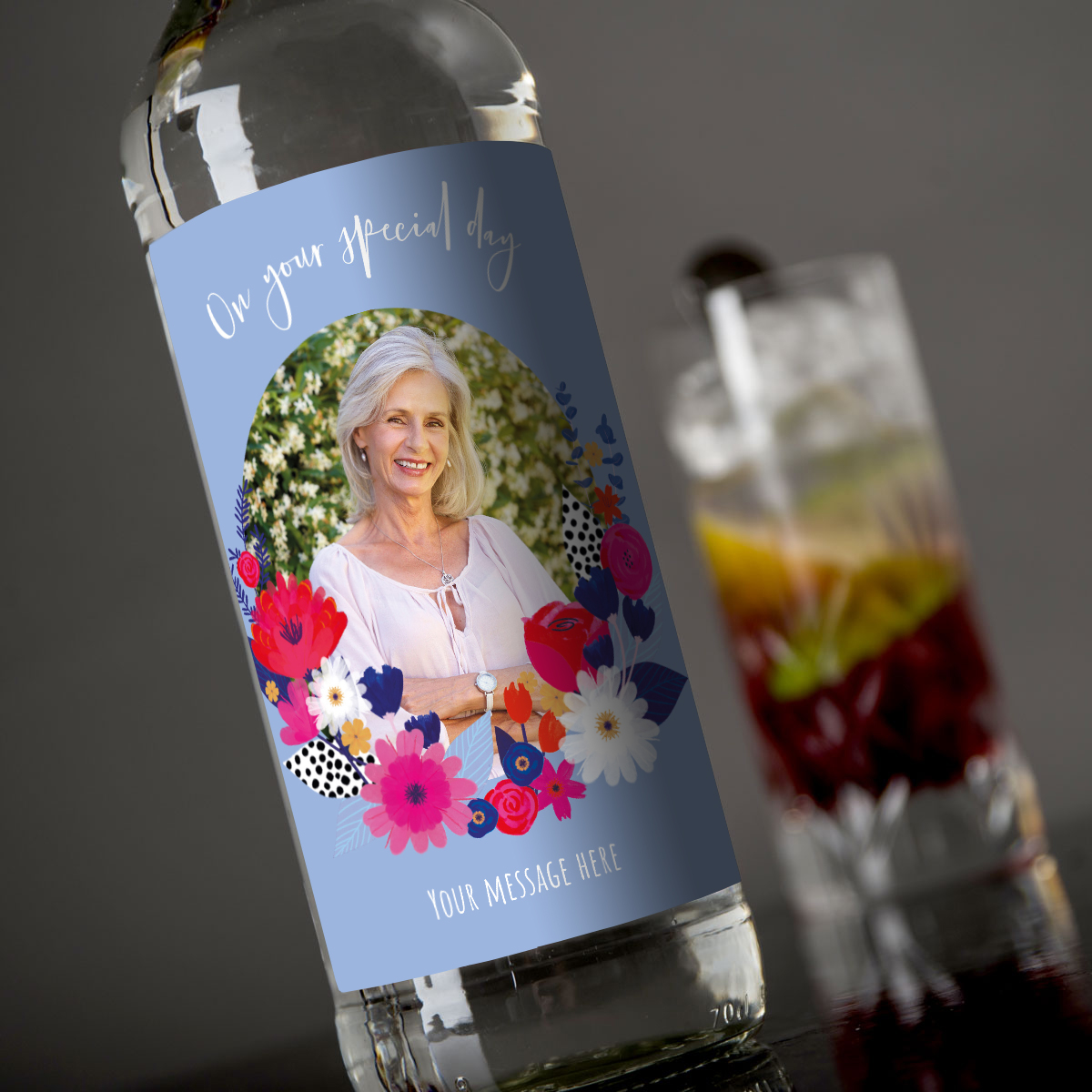 Personalised Vodka - Special Day Floral Frame