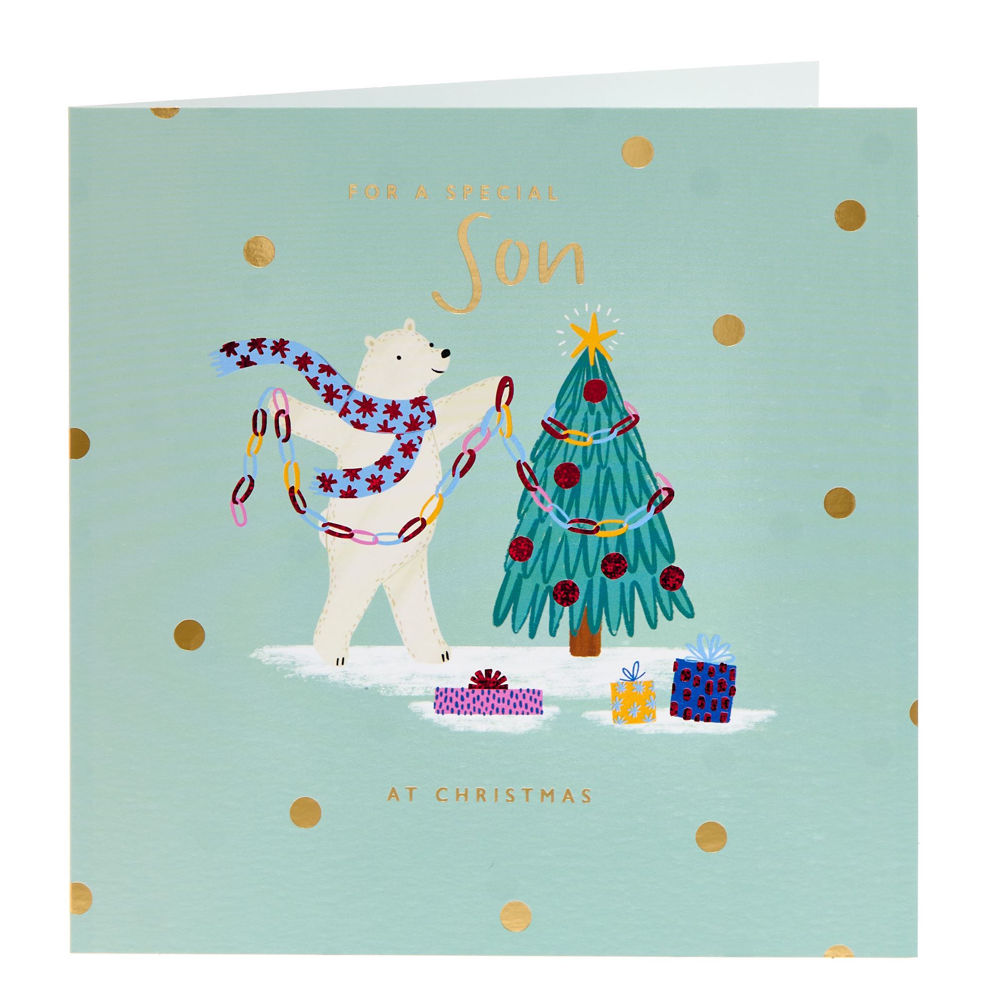 Son Polar Bear & Paper Chain Christmas Card