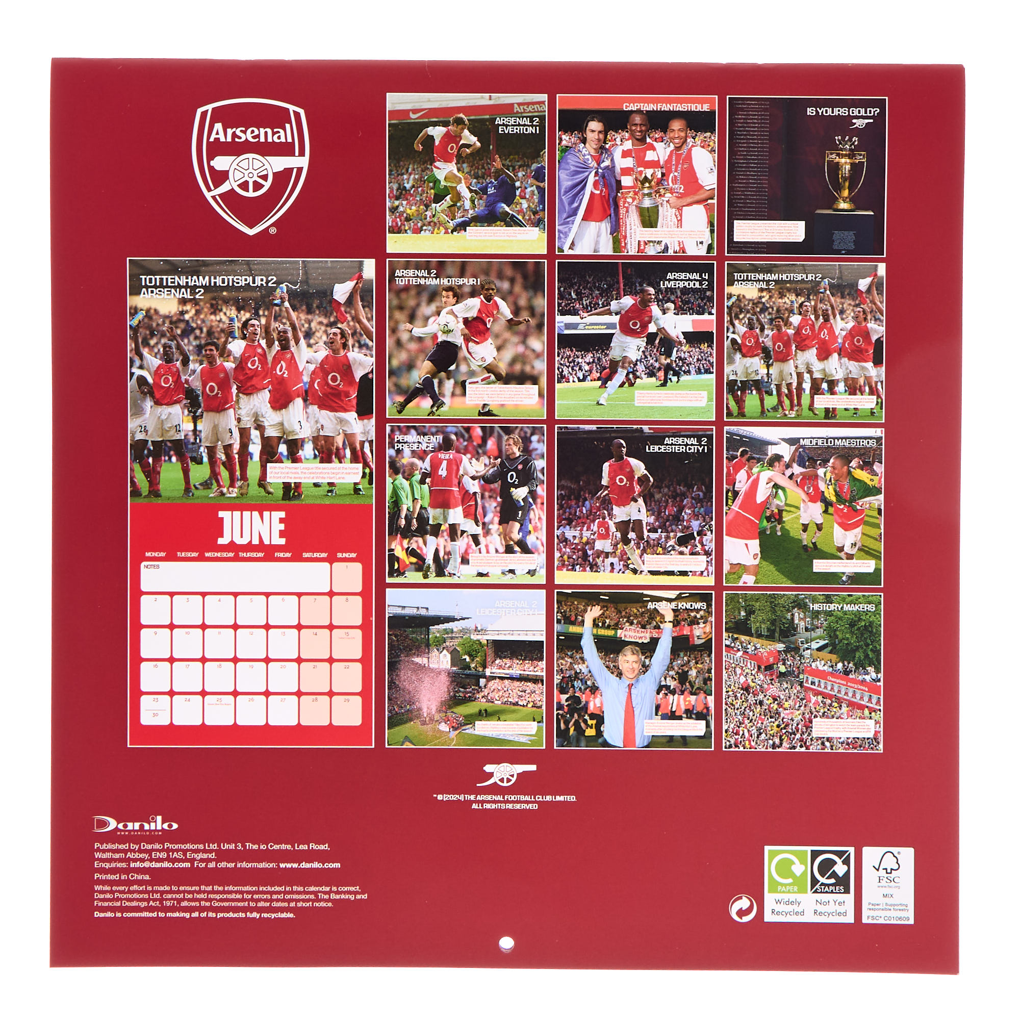 Arsenal 2025 Limited Edition Calendar & Musical Collectors Gift Set