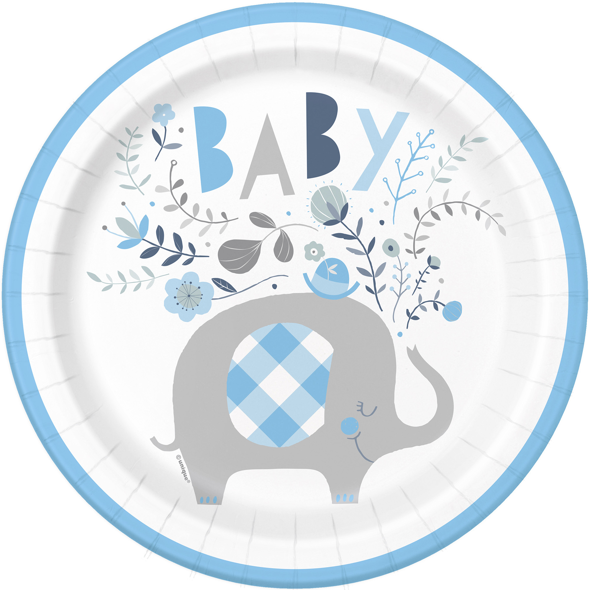 Blue Elephant Baby Shower Tableware & Decorations - 16 Guests