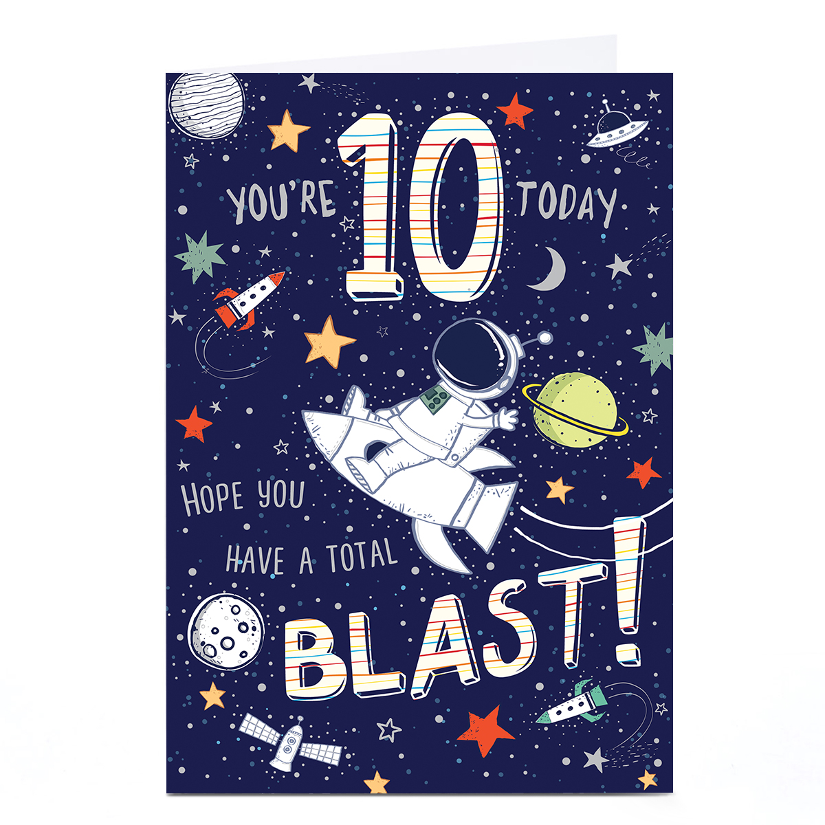 Personalised 10th Birthday Card - Total Blast Outer Space