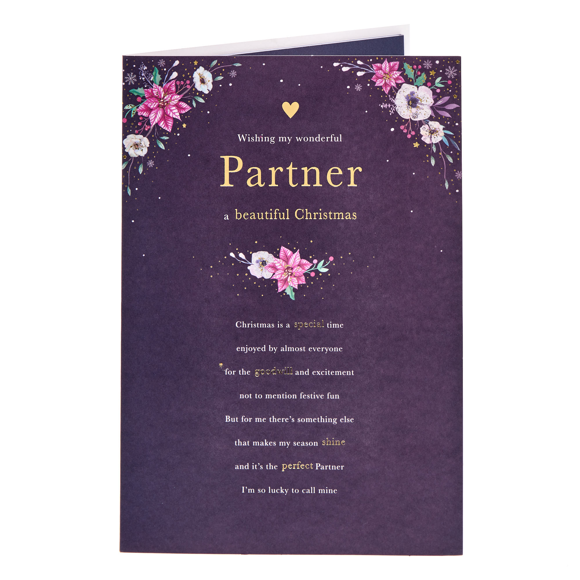 Partner Purple Flowers Words To Cherish Christmas Card