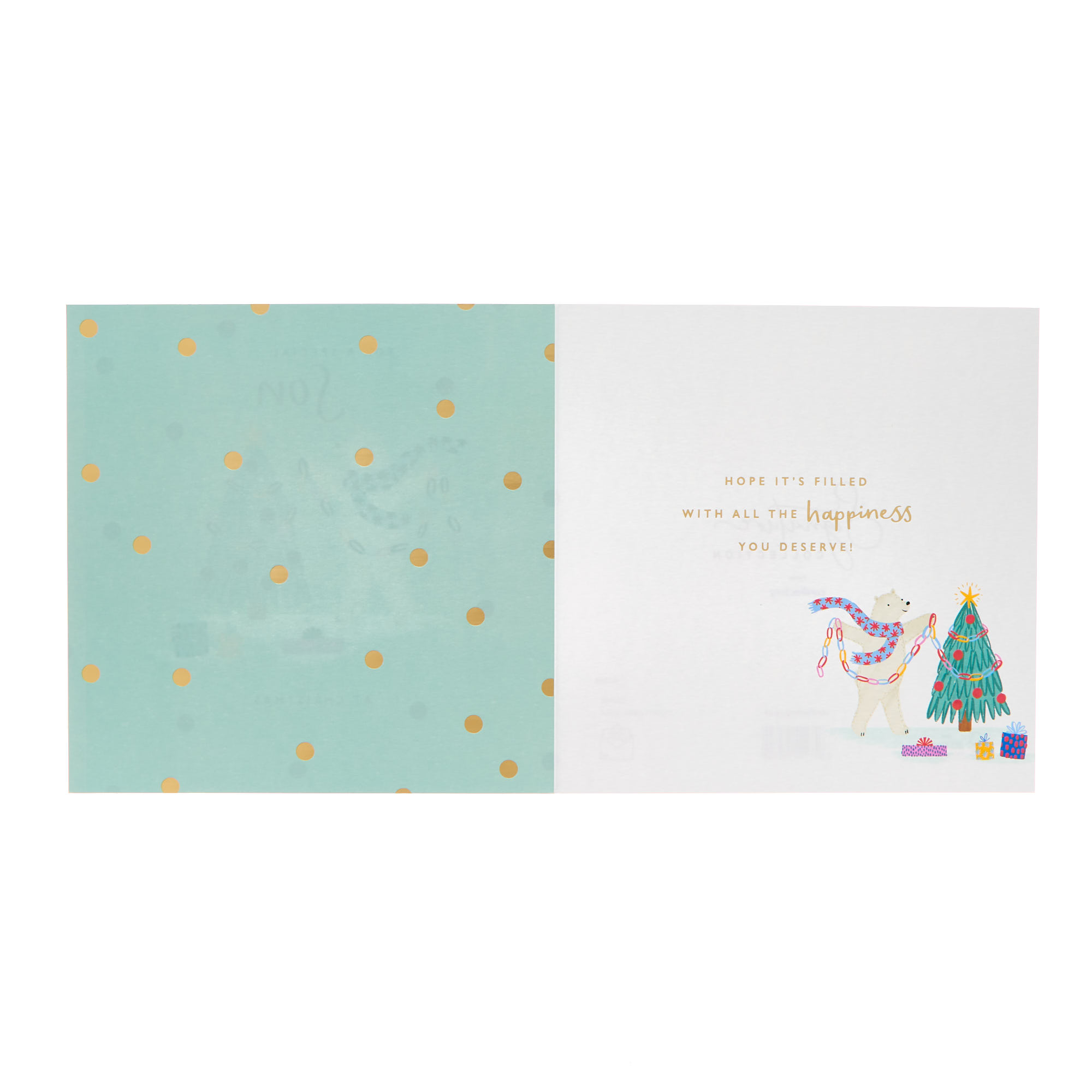 Son Polar Bear & Paper Chain Christmas Card