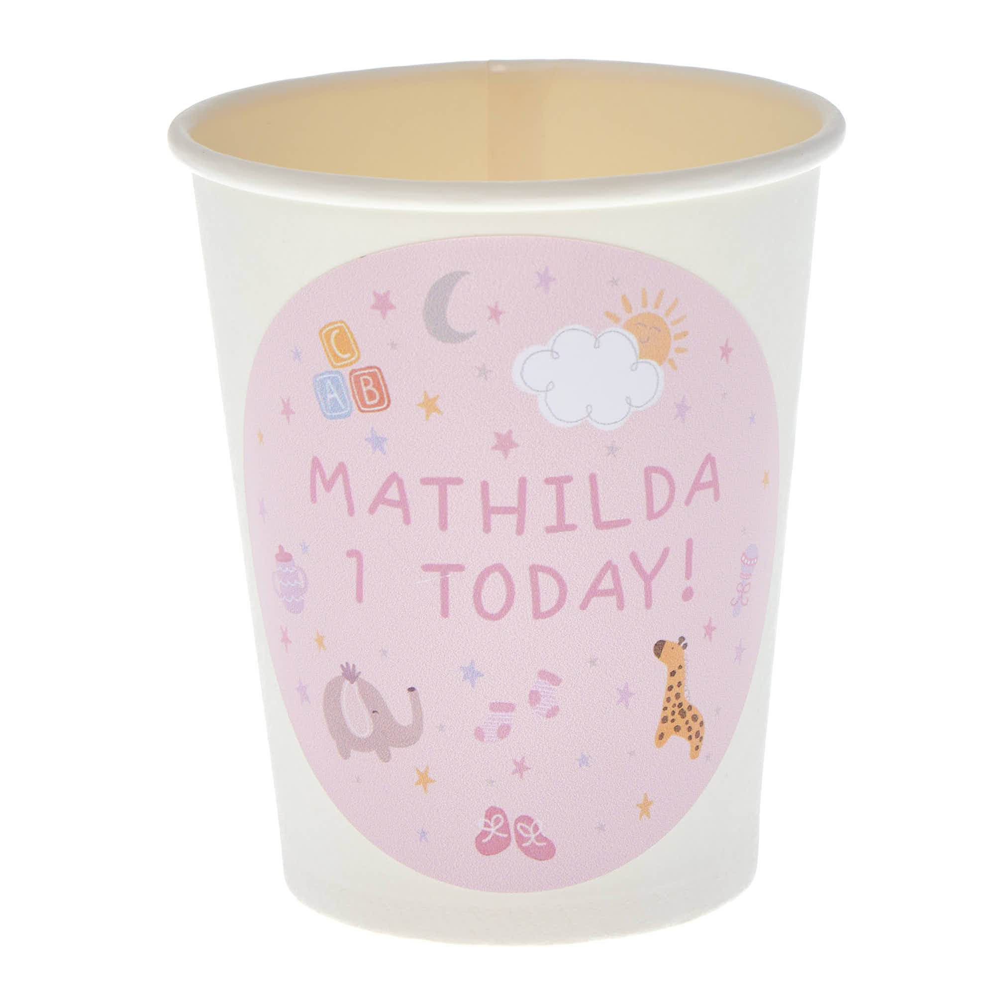 Baby Pink Personalised Party Cup