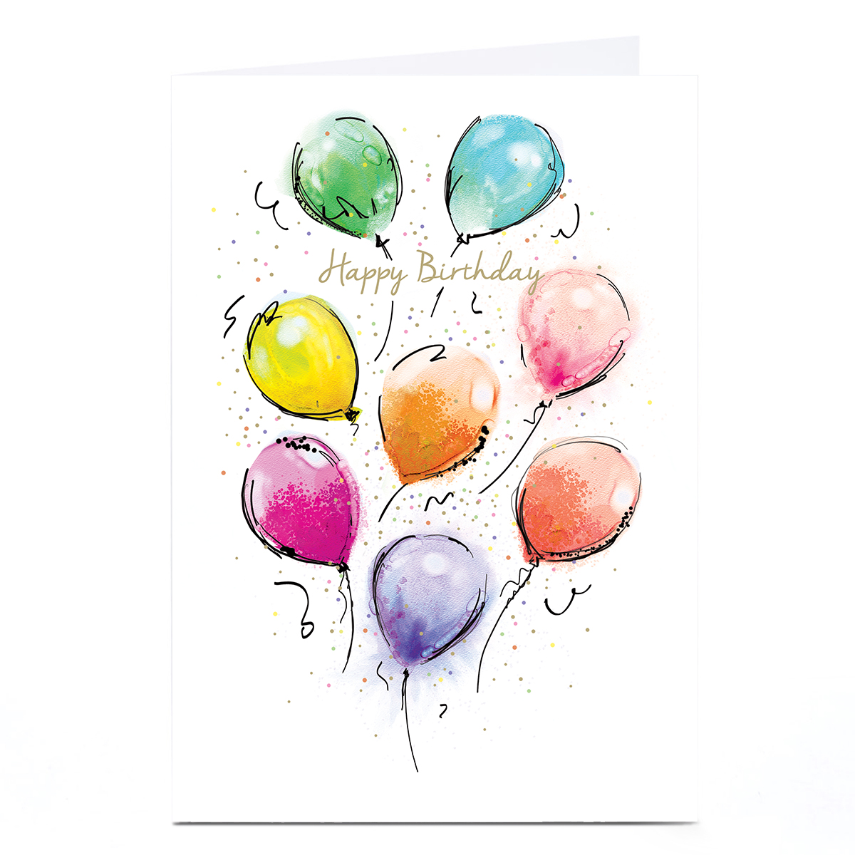 Personalised Birthday Card - Bright Watercolour Balloons