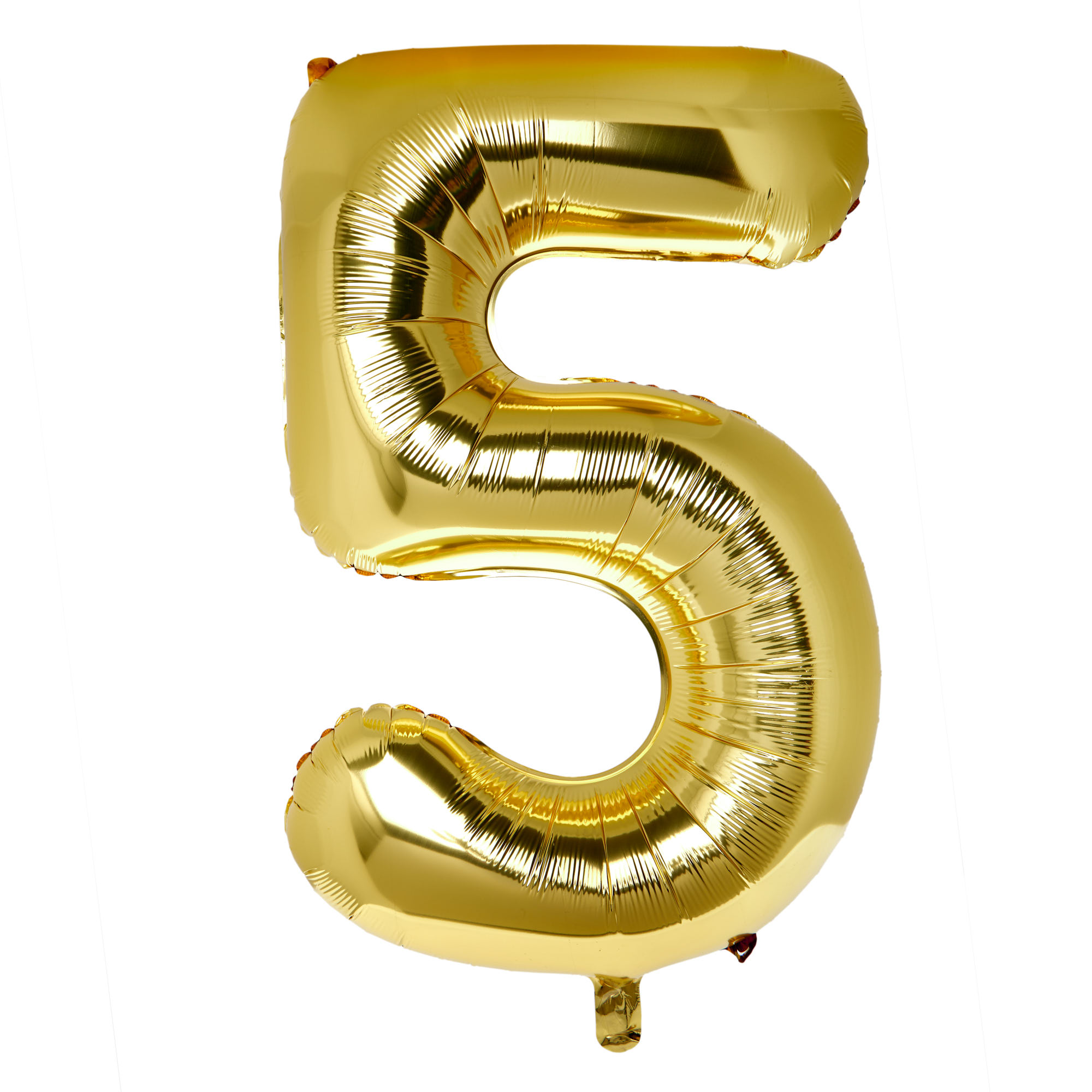 Large 34-Inch Gold Number 5 Foil Helium Balloon - INFLATED 