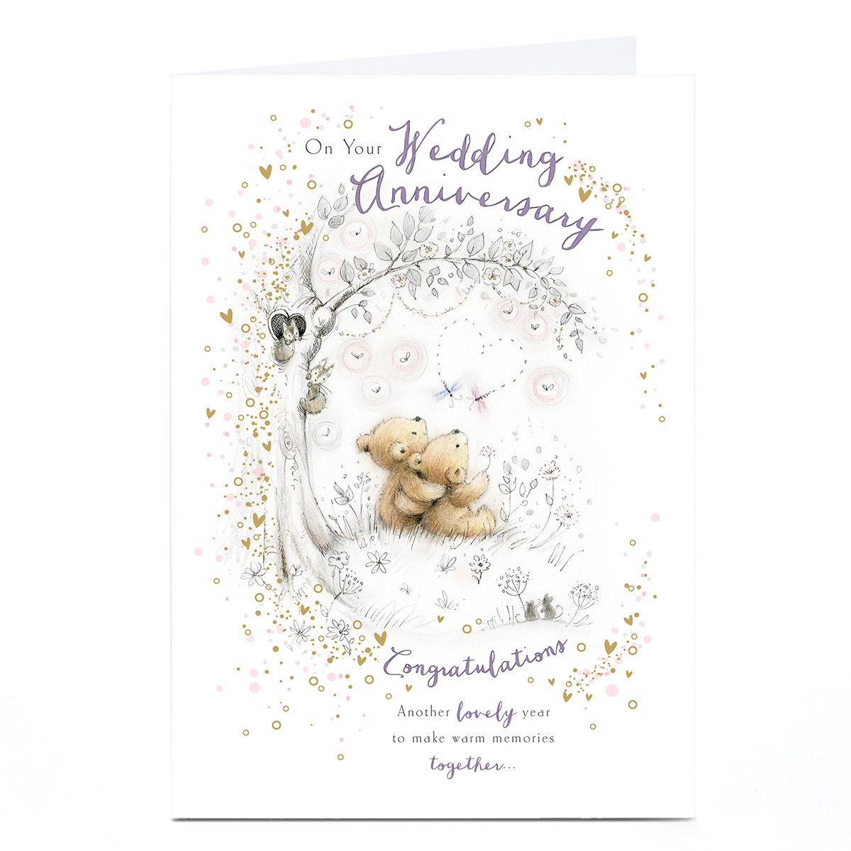 Personalised Anniversary Card - Bears Under Tree