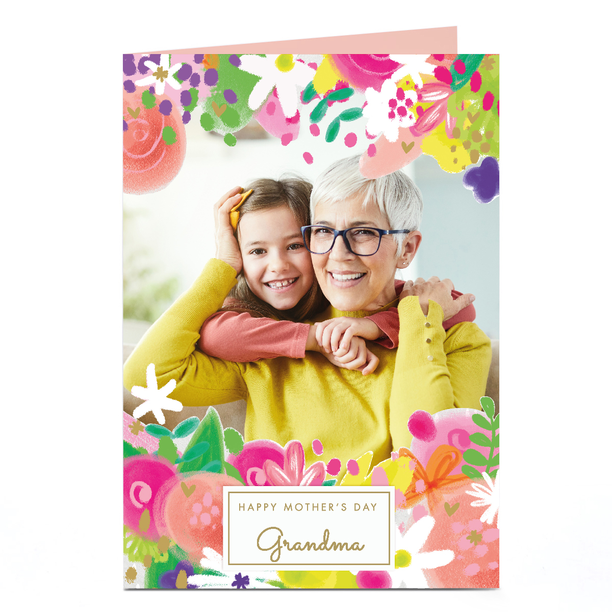 Photo Mother's Day Card - Floral Border, Grandma