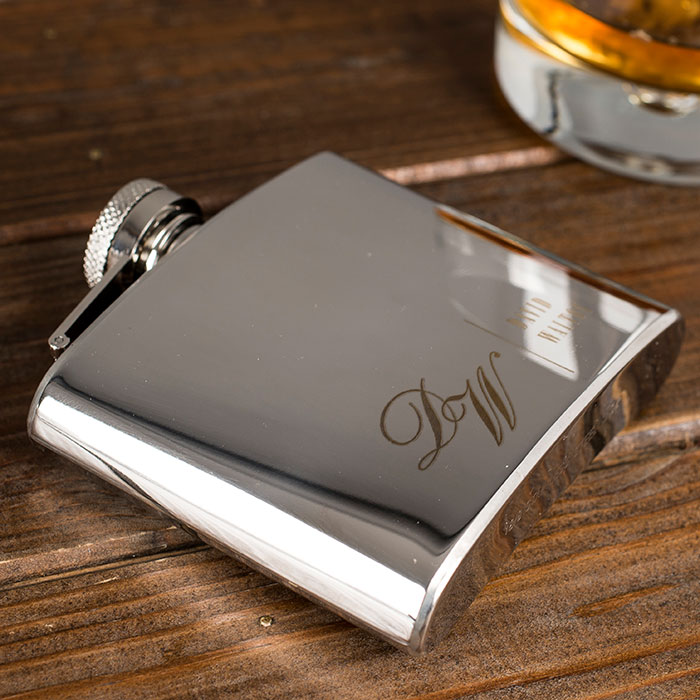 Personalised Engraved Stainless Steel Hip Flask - Initials And Name