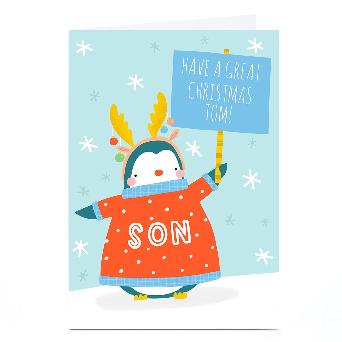 Personalised Jess Moorhouse Christmas Card - Penguin Son