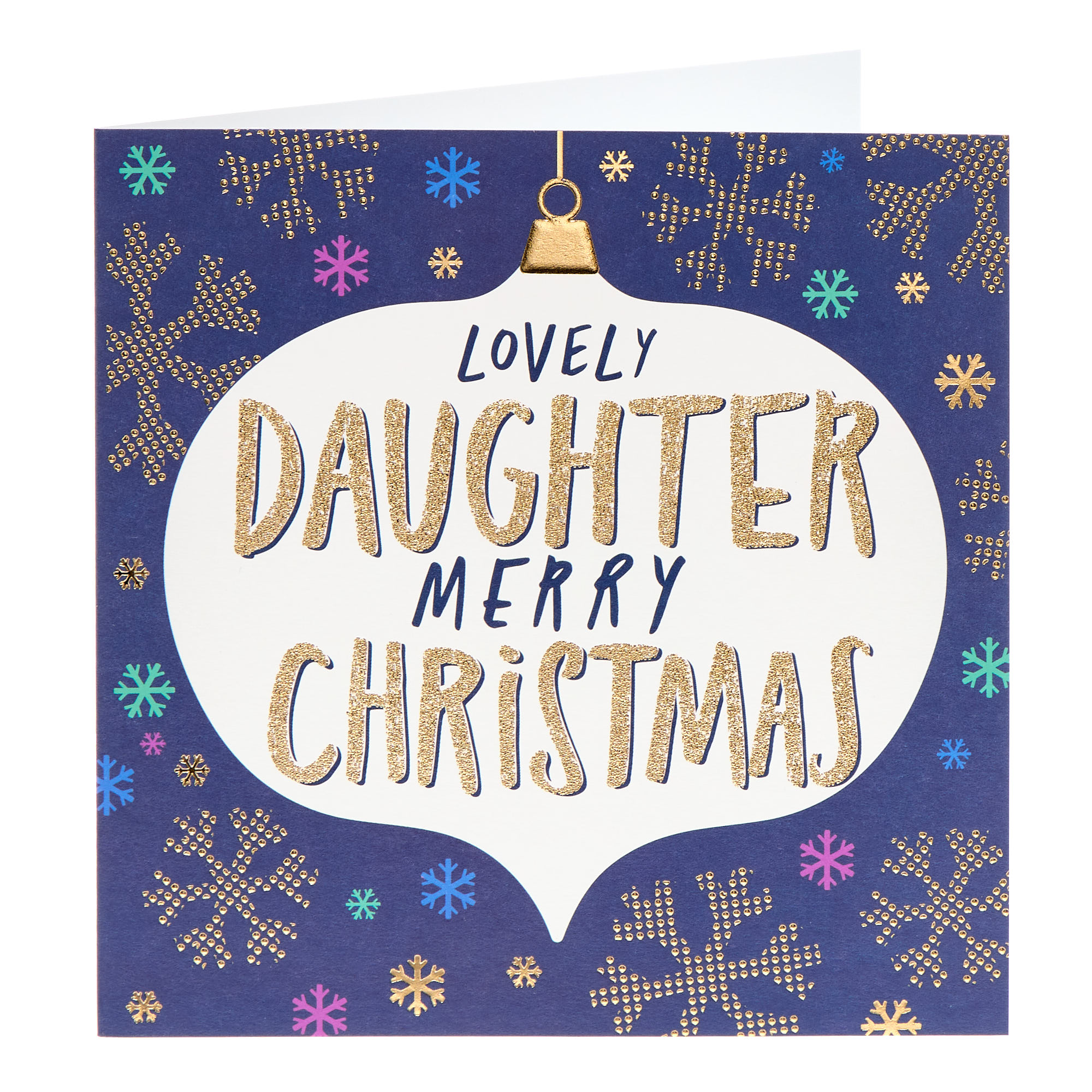 Daughter Bauble & Snowflakes Christmas Card