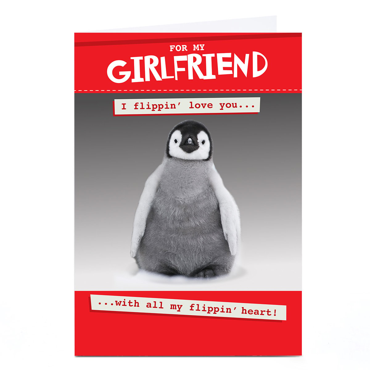 Personalised Valentine's Day Card - Girlfriend Cute Penguin