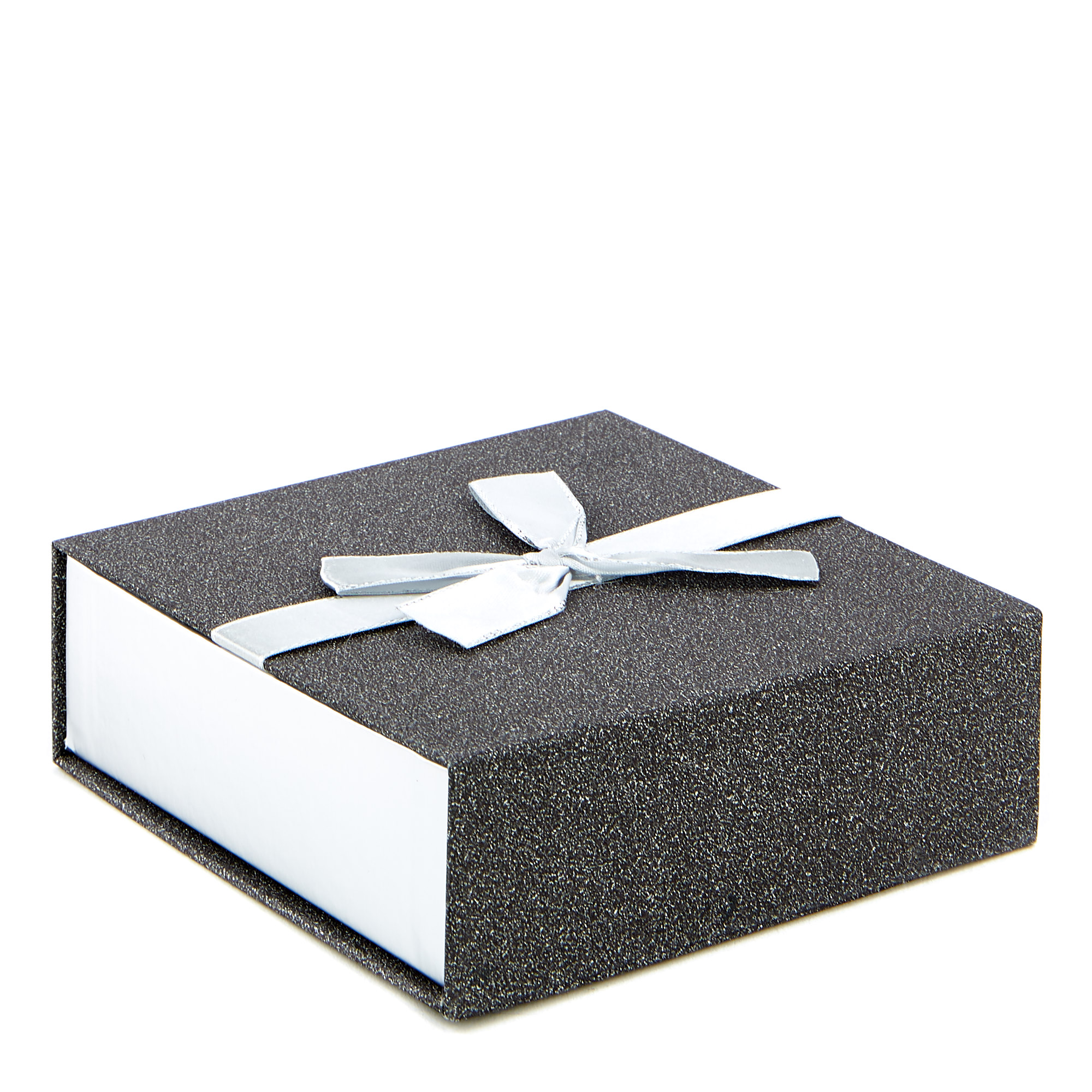 Small Silver Glitter Gift Box with Bow