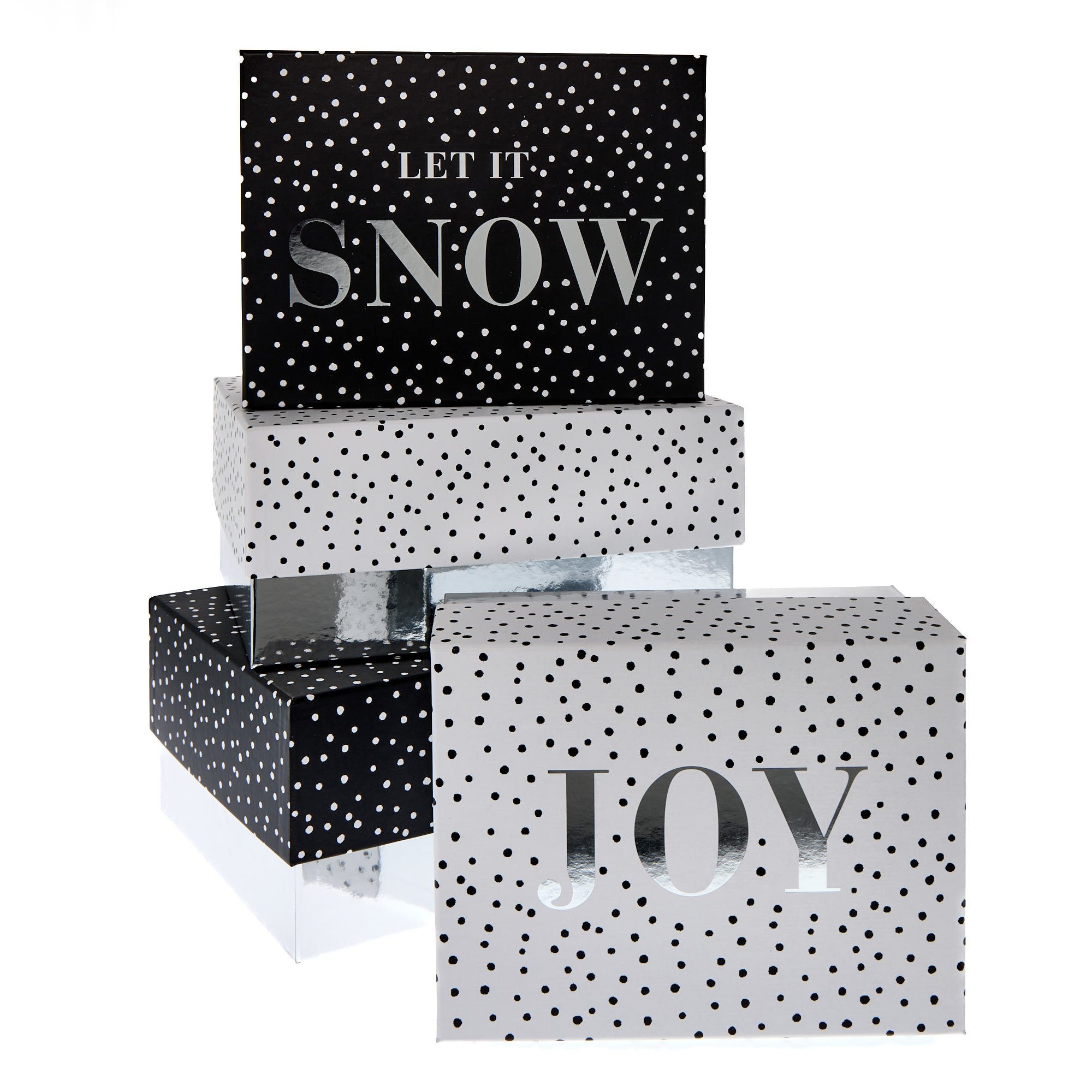 Joy & Let It Snow Christmas Gift Boxes - Set of 4