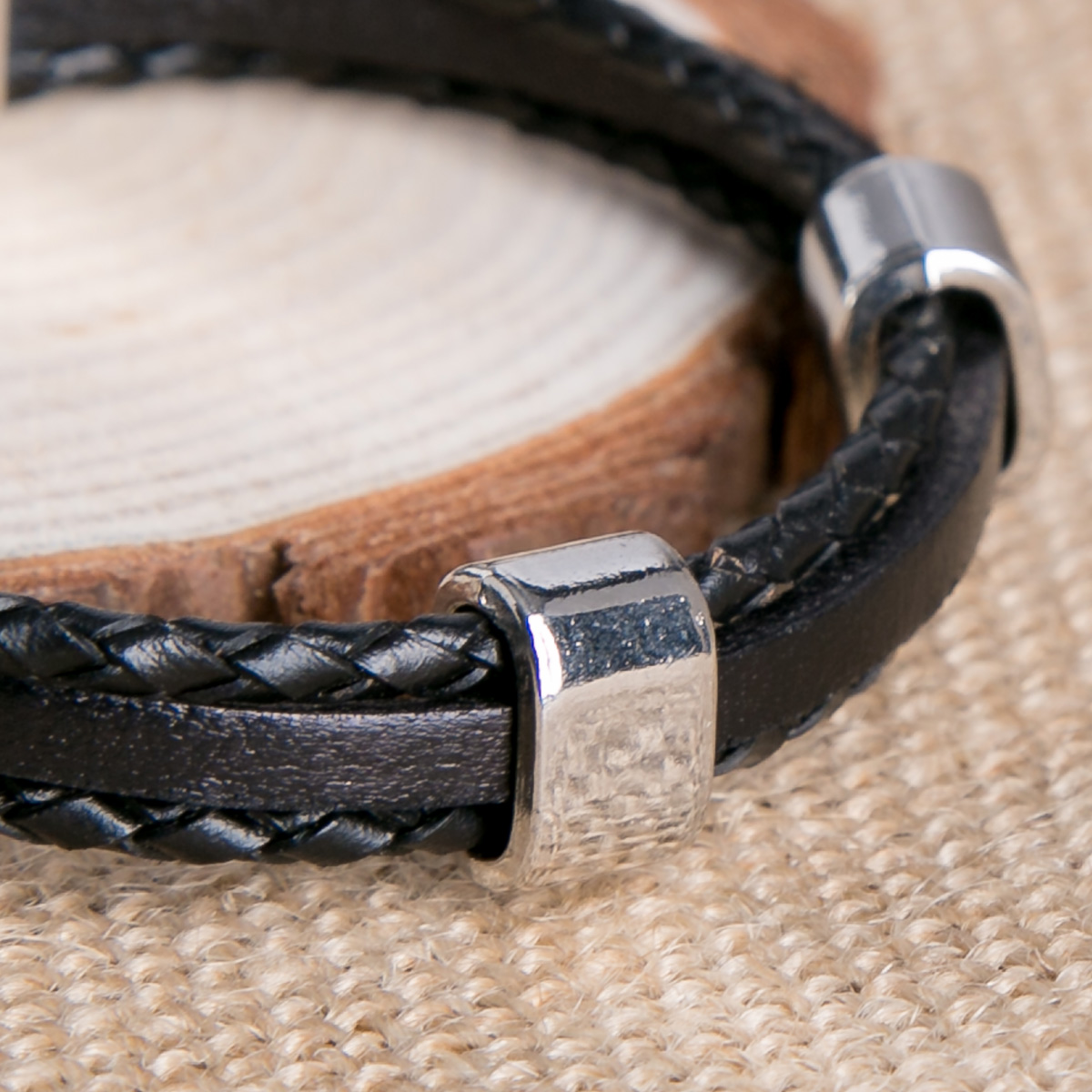 Engraved Men's Leather Bracelet - Any Message