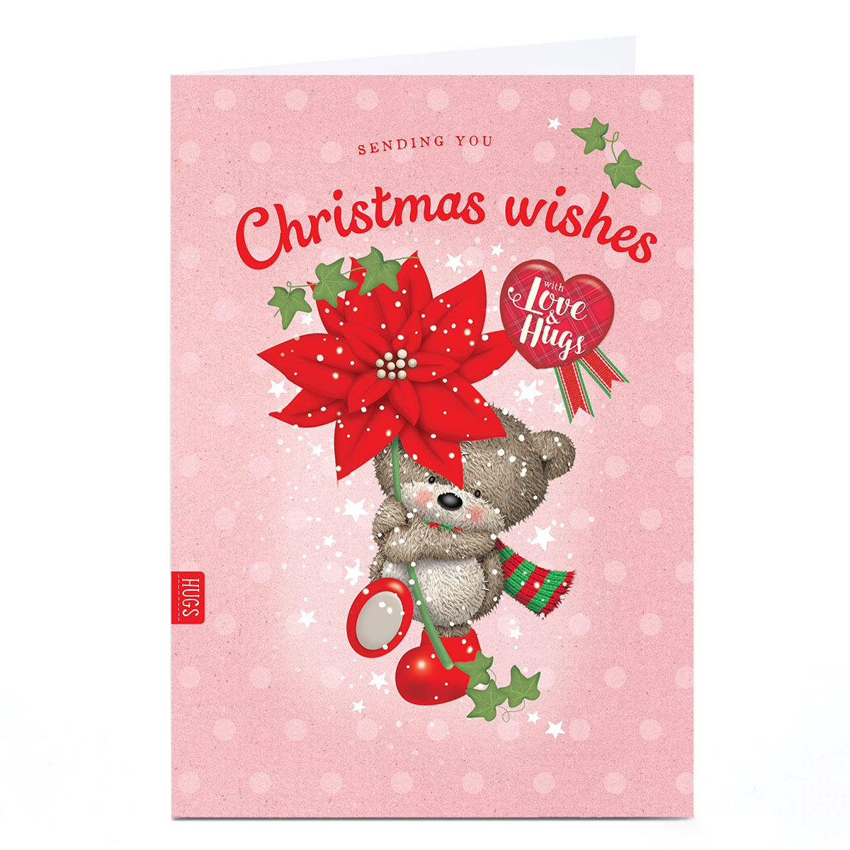 Personalised Hugs Christmas Card - Poinsettia Flower