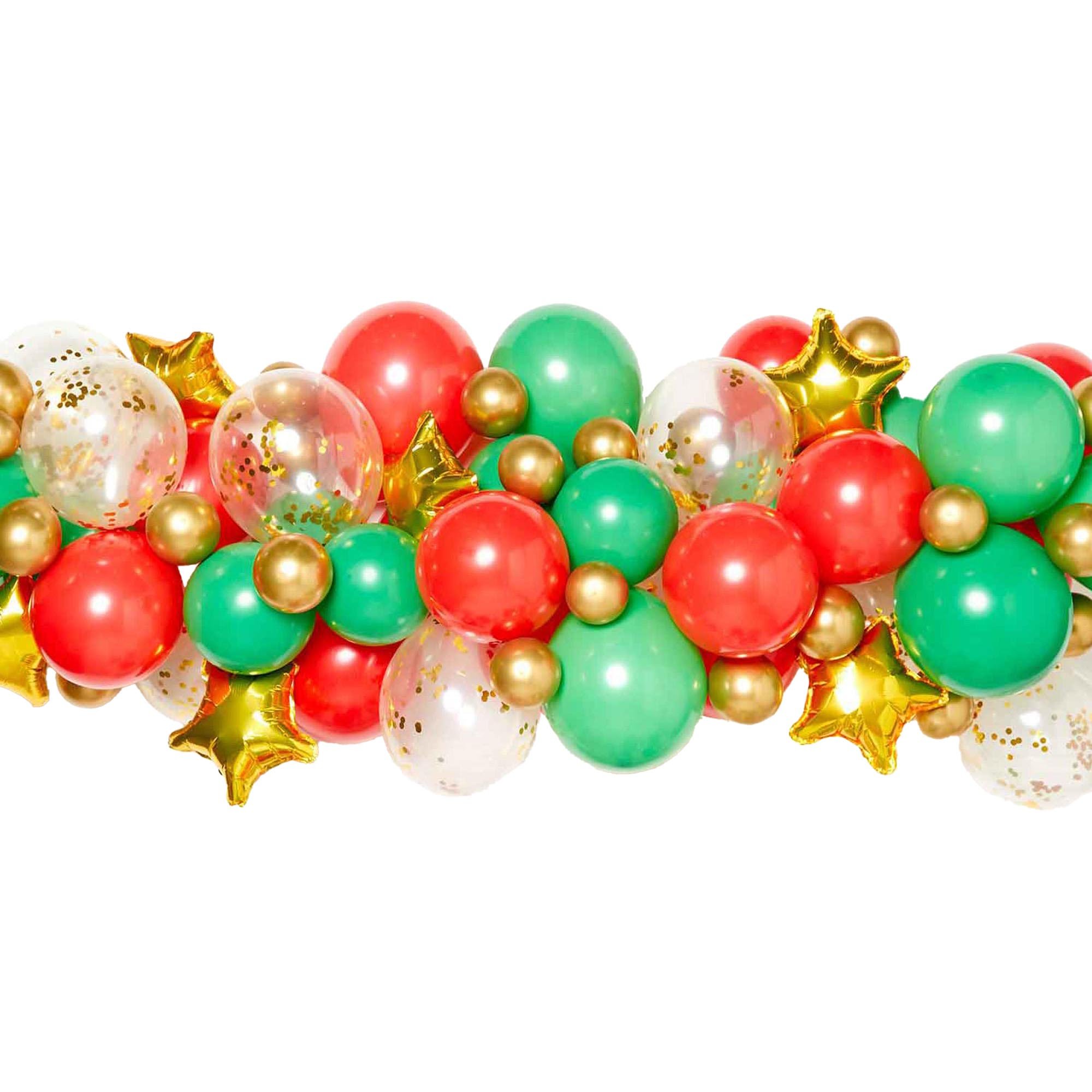 Red Gold & Green Balloon Garland