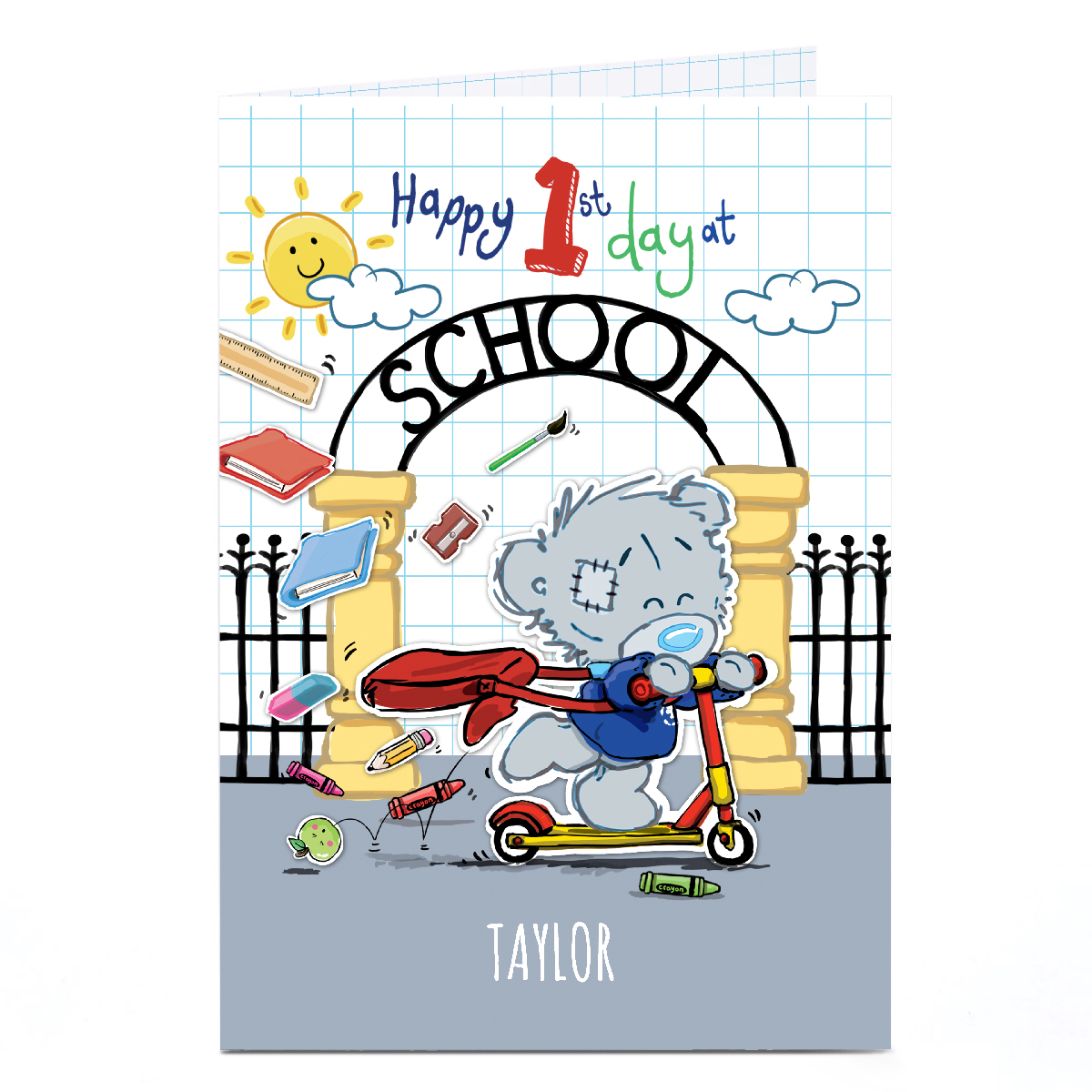 Personalised Tatty Teddy Card - Happy 1st Day at School