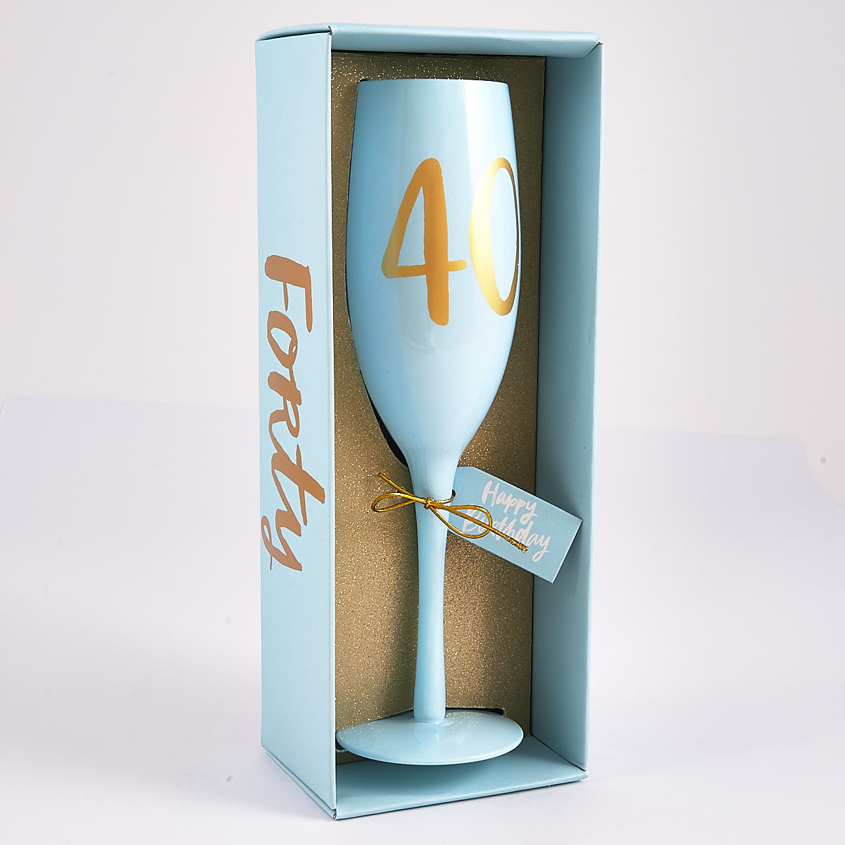 40th Birthday Large Blue Champagne Flute