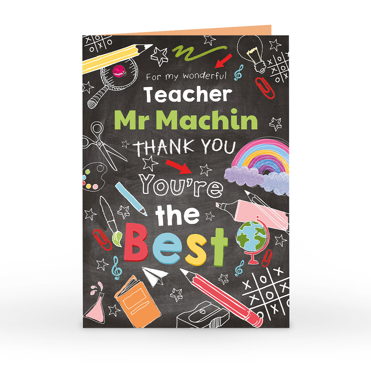 Buy Personalised Thank You Teacher Card - Chalkboard, You're The Best ...