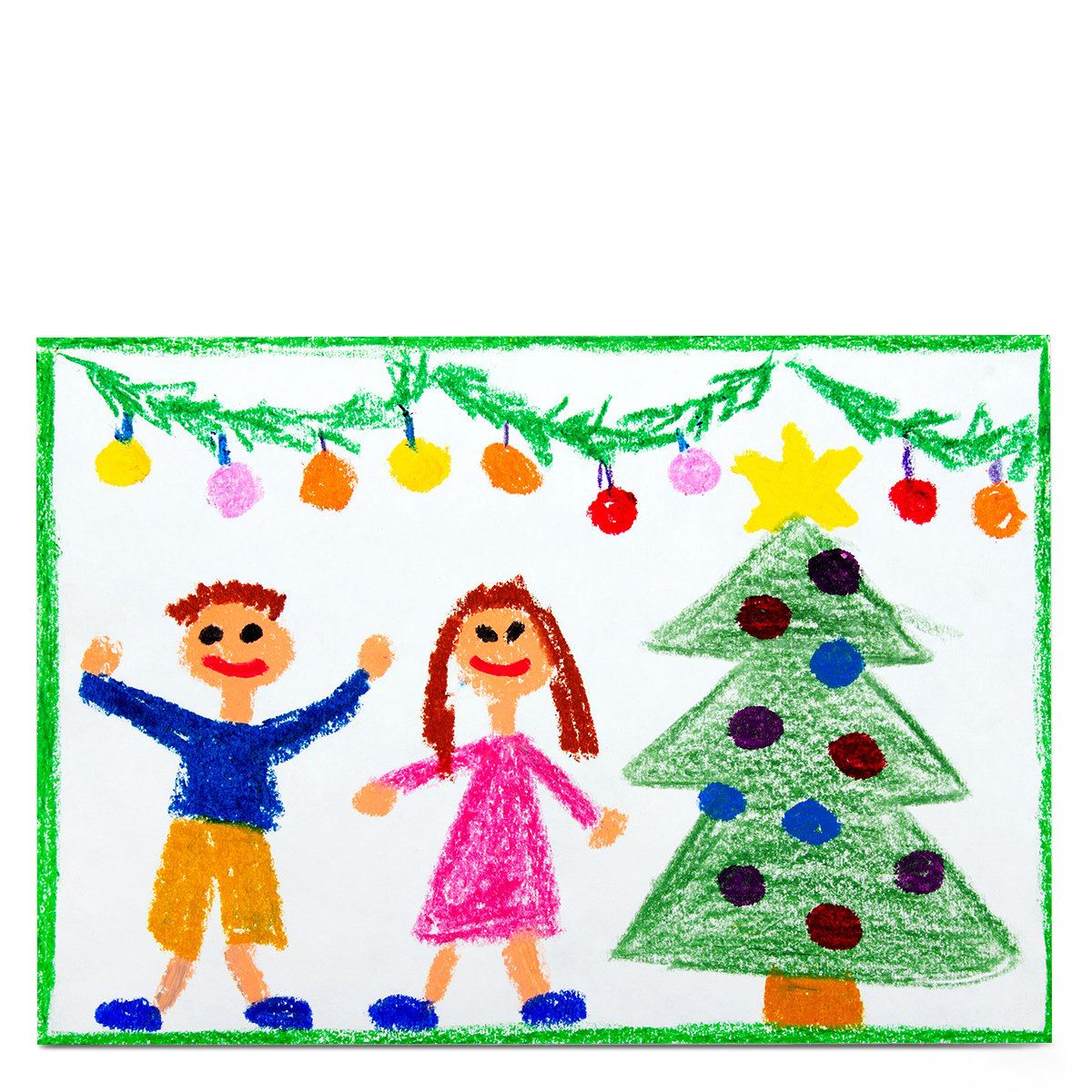 Photo Christmas Card - Child's Drawing Landscape