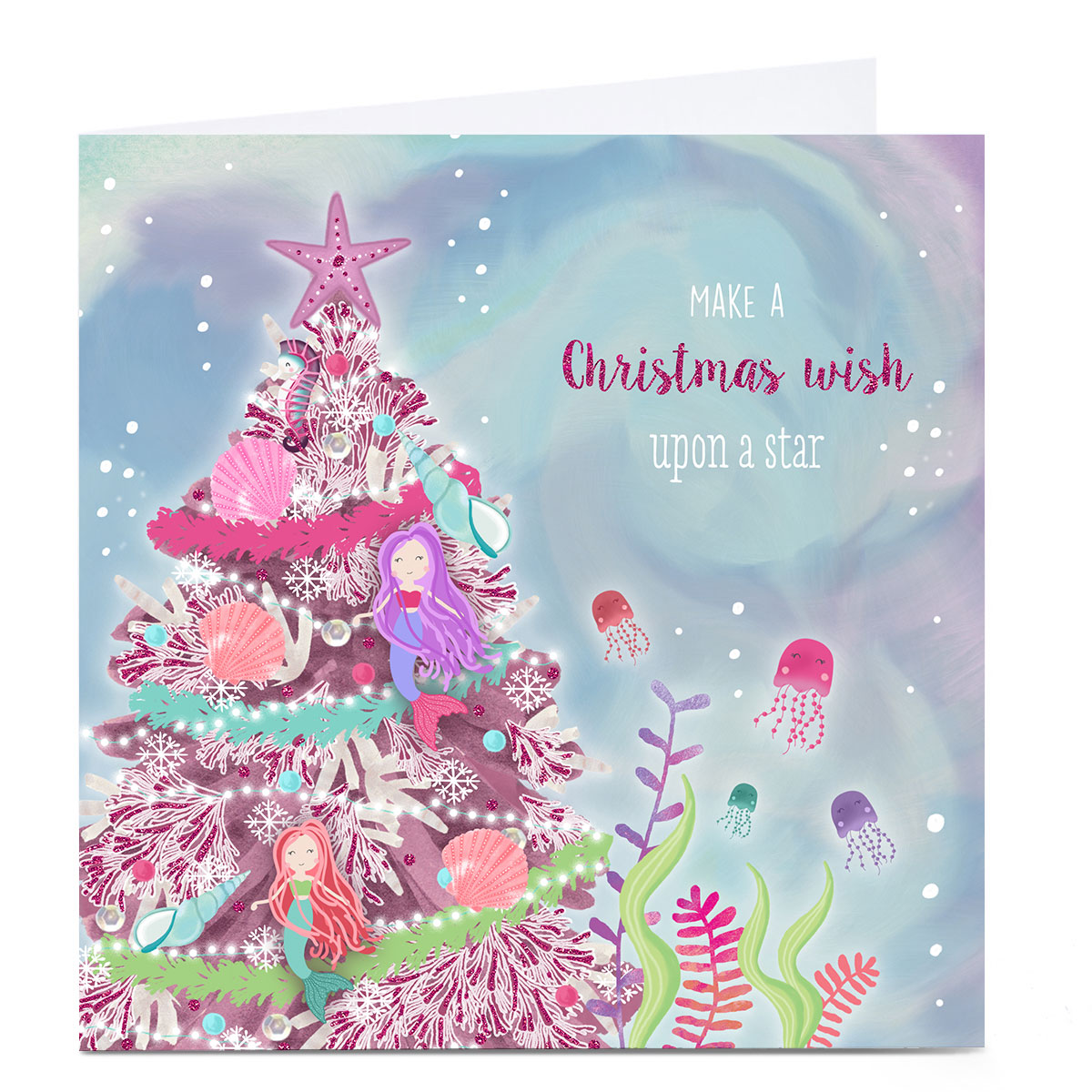 Personalised Christmas Card - Mermaid Wish Upon a Star