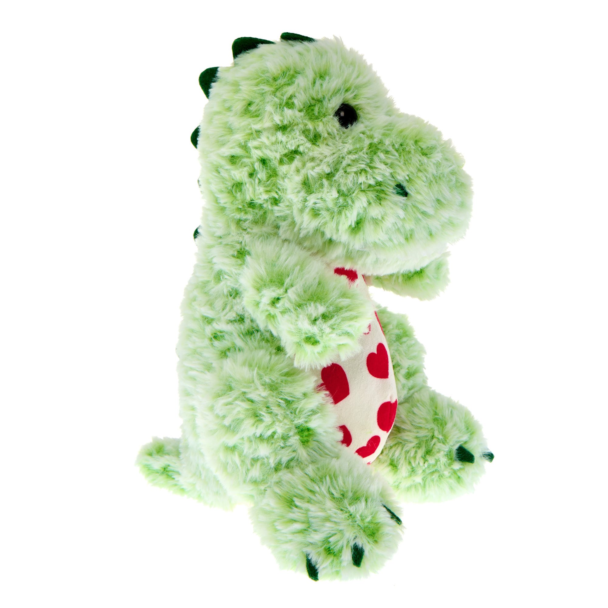 Medium Green Dinosaur With Hearts Soft Toy